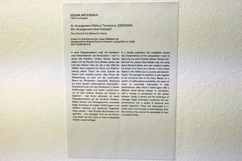 Edgar Arceneaux (2003), Ein Arrangement ohne Kulissen, Köln, Museum Ludwig, E0.39, 2003–2004, Bild 2/2