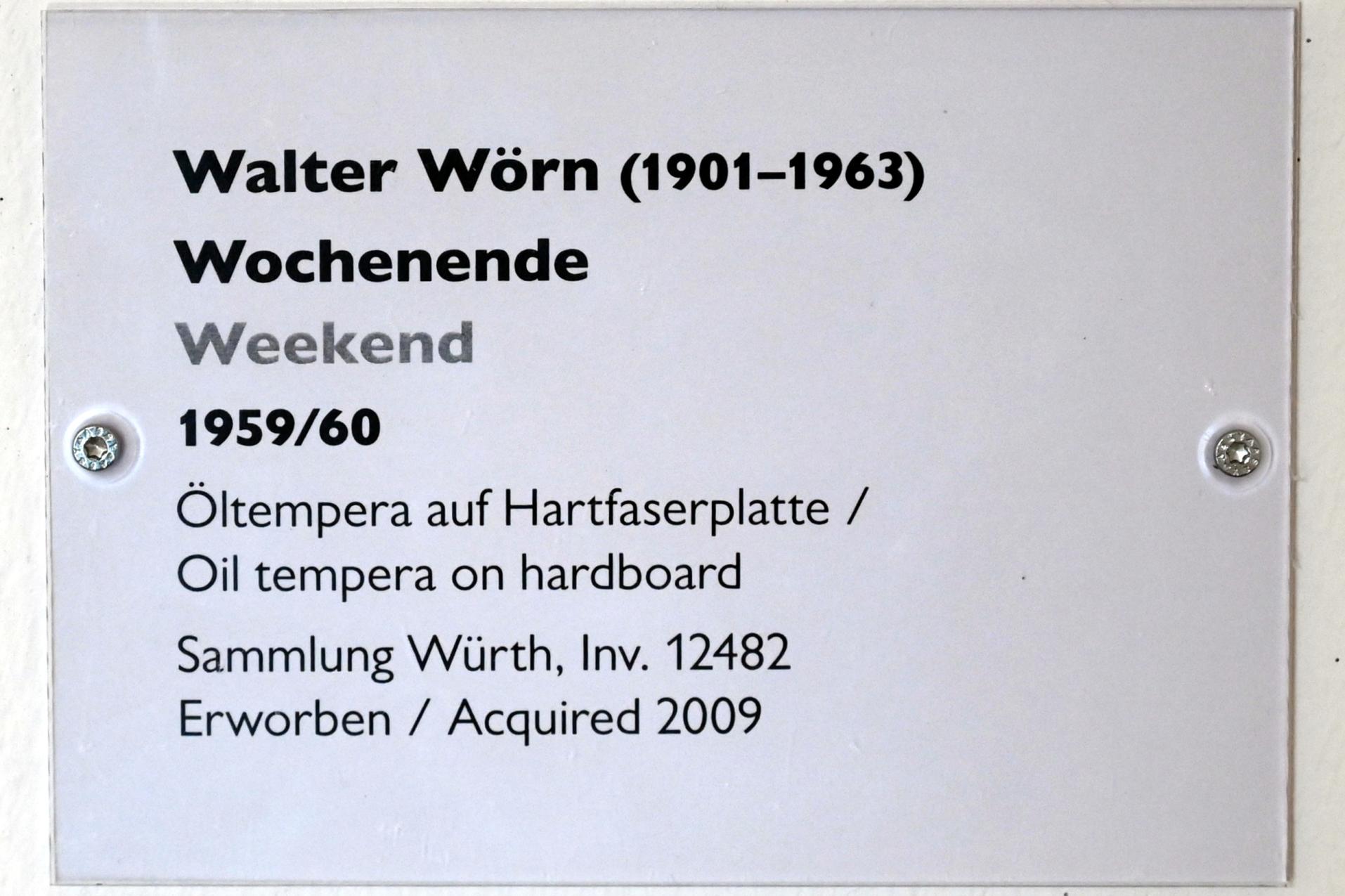 Walter Wörn (1957–1959), Wochenende, Schwäbisch Hall, Kunsthalle Würth, Ausstellung "Sport, Spaß und Spiel" vom 13.12.2021 - 26.02.2023, Obergeschoß, 1959–1960, Bild 2/2