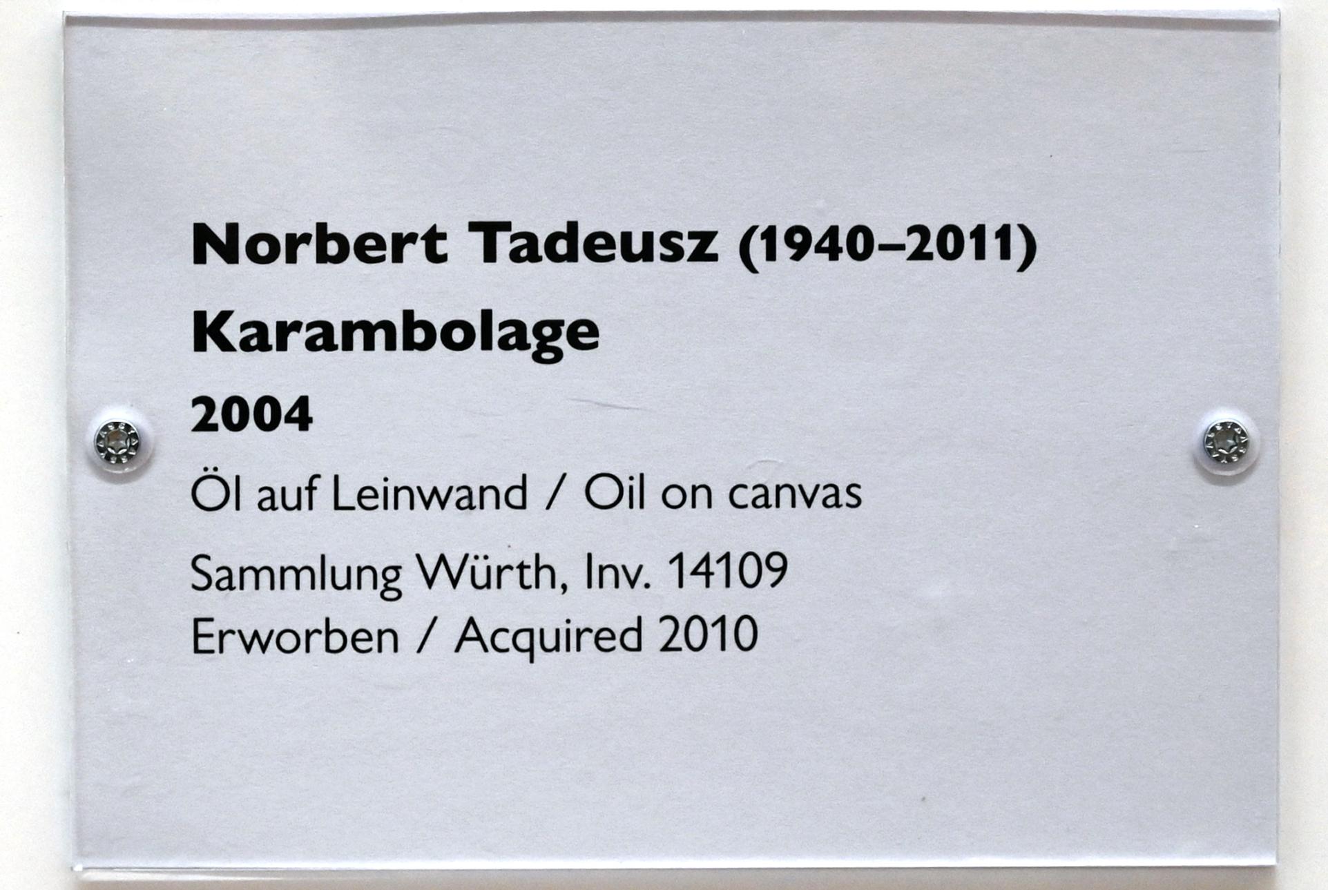 Norbert Tadeusz (1966–2004), Karambolage, Schwäbisch Hall, Kunsthalle Würth, Ausstellung "Sport, Spaß und Spiel" vom 13.12.2021 - 26.02.2023, Obergeschoß, 2004, Bild 2/2