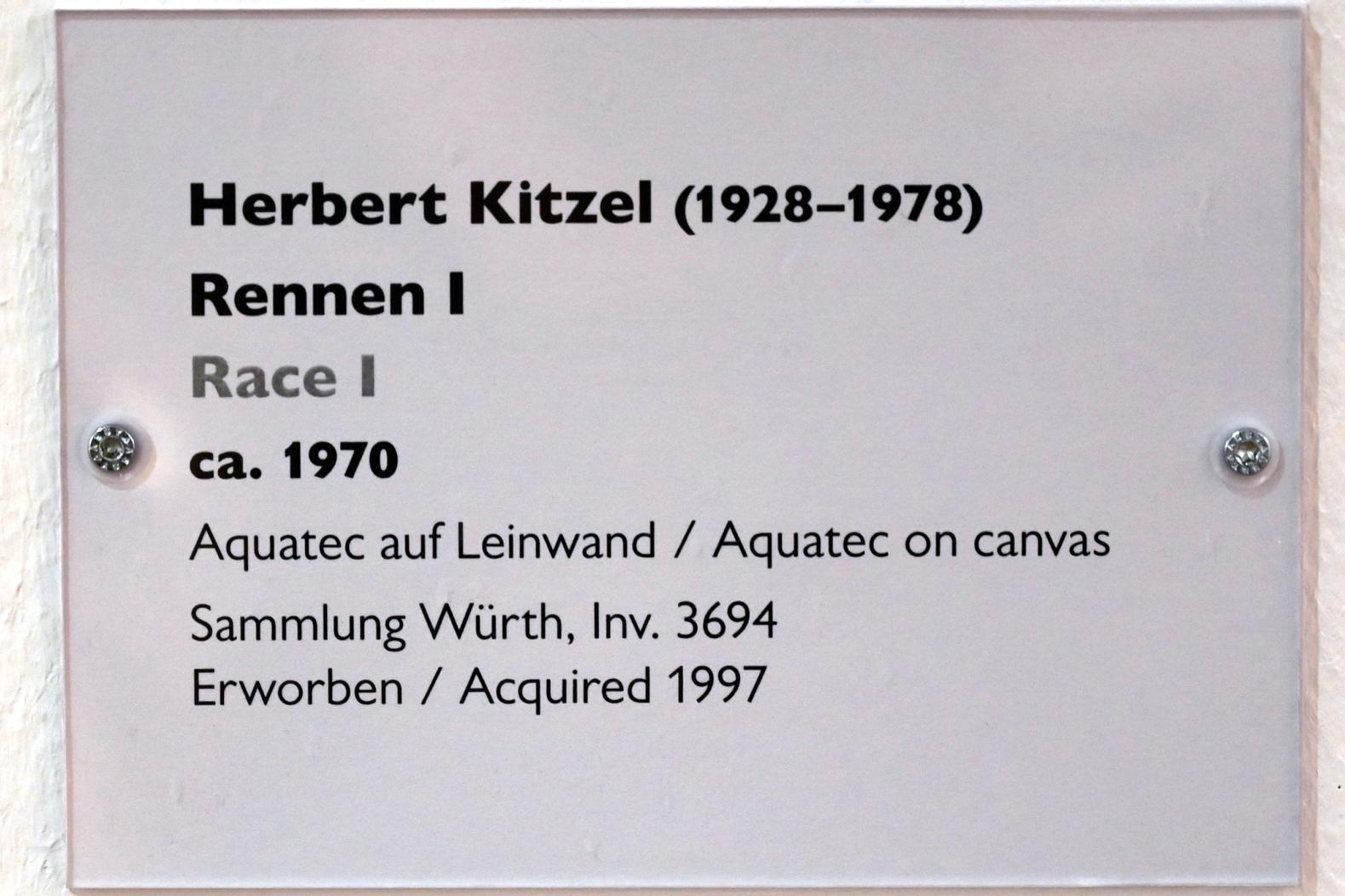 Herbert Kitzel (1956–1970), Rennen I, Schwäbisch Hall, Kunsthalle Würth, Ausstellung "Sport, Spaß und Spiel" vom 13.12.2021 - 26.02.2023, Obergeschoß, um 1970, Bild 2/2