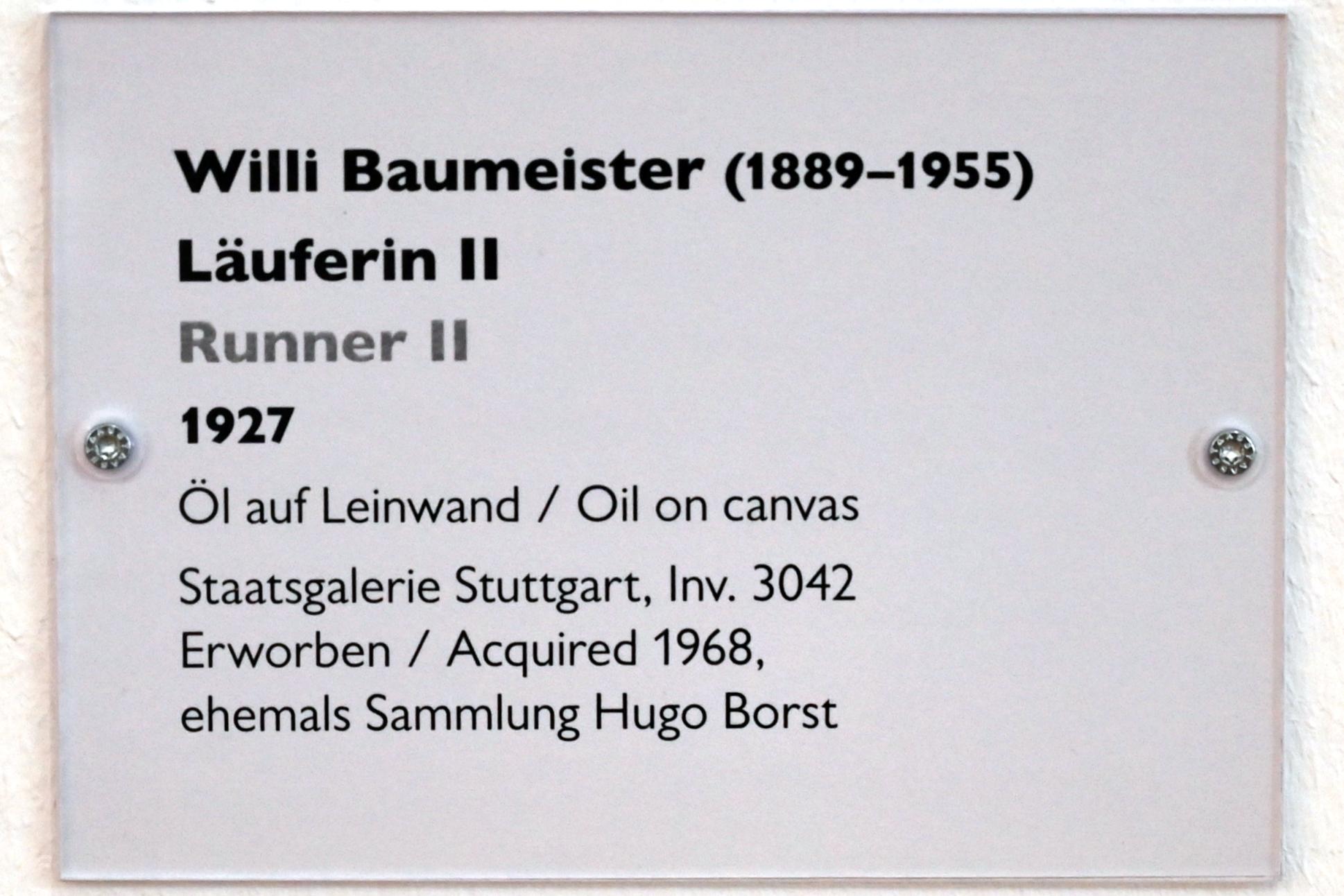 Willi Baumeister (1913–1955), Läuferin II, Schwäbisch Hall, Kunsthalle Würth, Ausstellung "Sport, Spaß und Spiel" vom 13.12.2021 - 26.02.2023, Obergeschoß, 1927, Bild 2/2