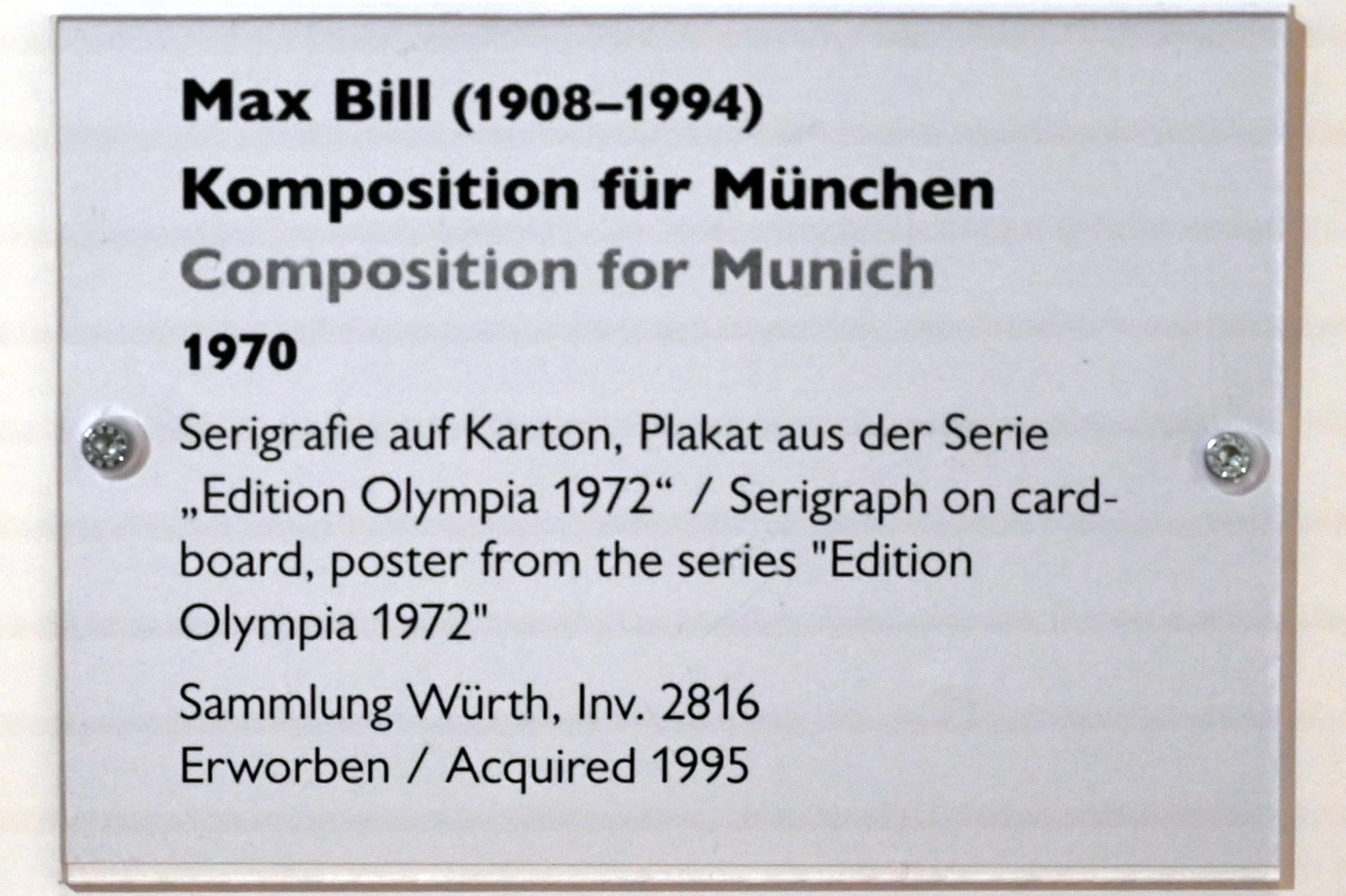 Max Bill (1965–1978), Komposition für München, Schwäbisch Hall, Kunsthalle Würth, Ausstellung "Sport, Spaß und Spiel" vom 13.12.2021 - 26.02.2023, Obergeschoß, 1970, Bild 2/3
