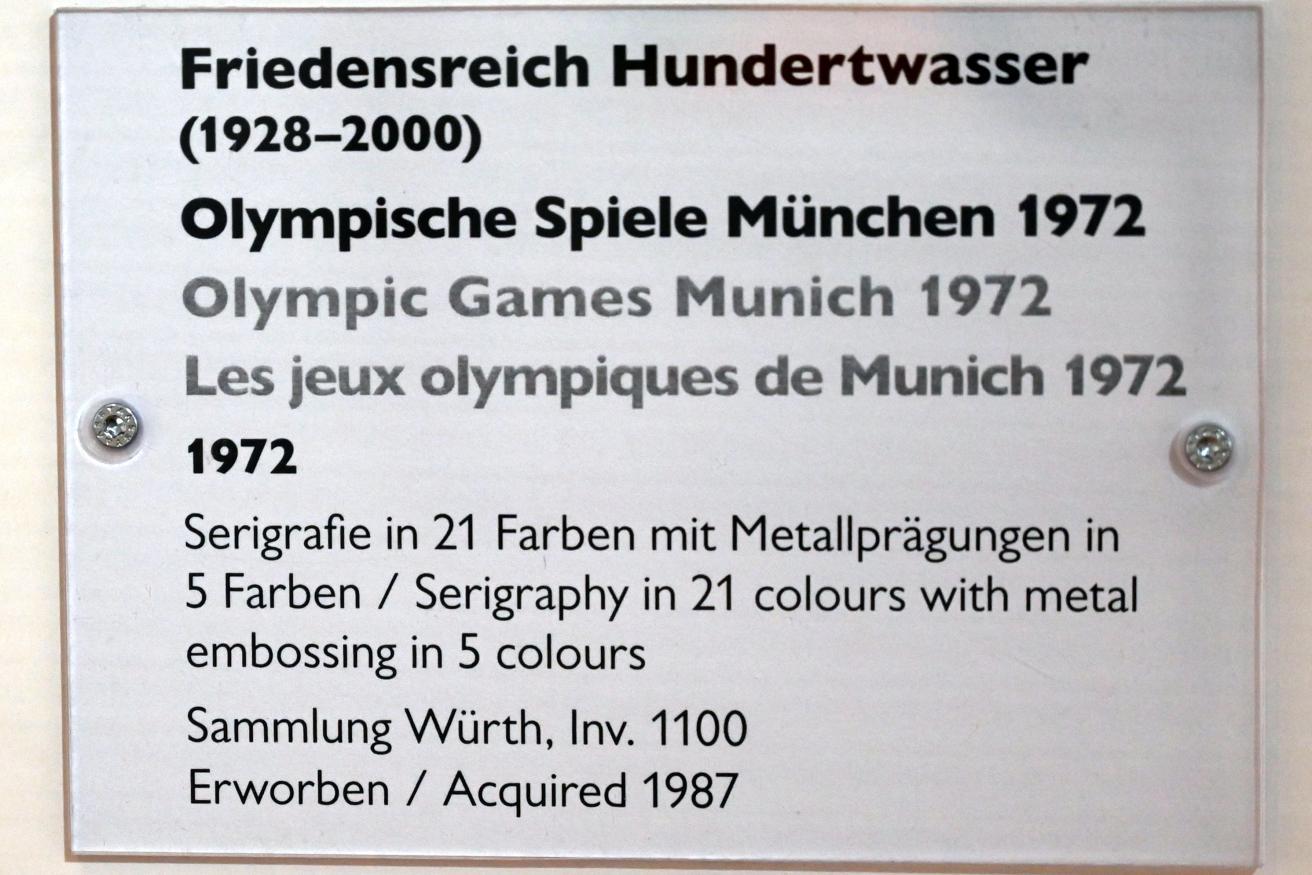 Friedensreich Hundertwasser (1972), Olympische Spiele München 1972, Schwäbisch Hall, Kunsthalle Würth, Ausstellung "Sport, Spaß und Spiel" vom 13.12.2021 - 26.02.2023, Obergeschoß, 1972, Bild 2/3