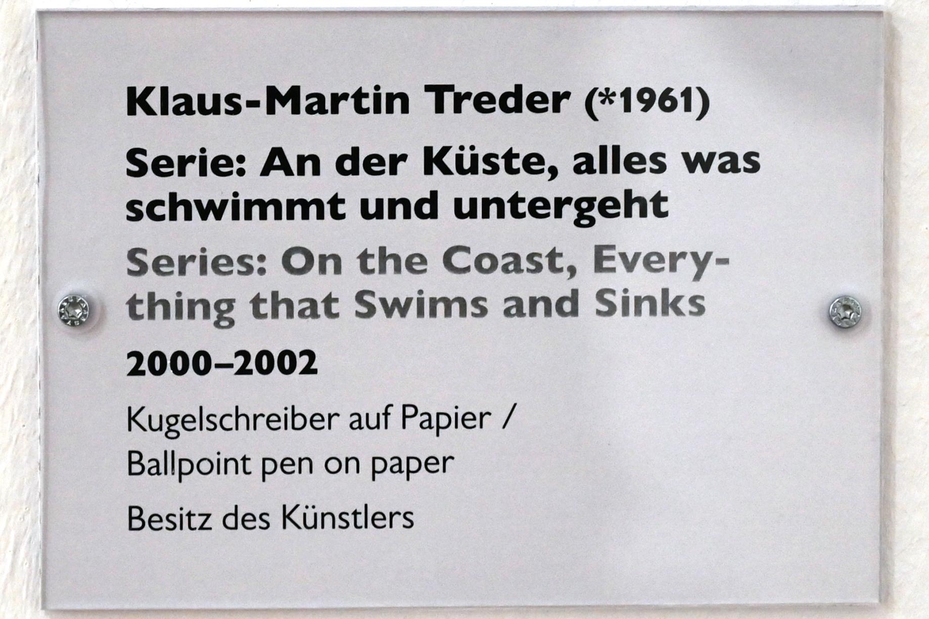 Klaus-Martin Treder (2001), Serie: An der Küste, alles was schwimmt und untergeht, Schwäbisch Hall, Kunsthalle Würth, Ausstellung "Sport, Spaß und Spiel" vom 13.12.2021 - 26.02.2023, Obergeschoß, 2000–2002, Bild 2/2