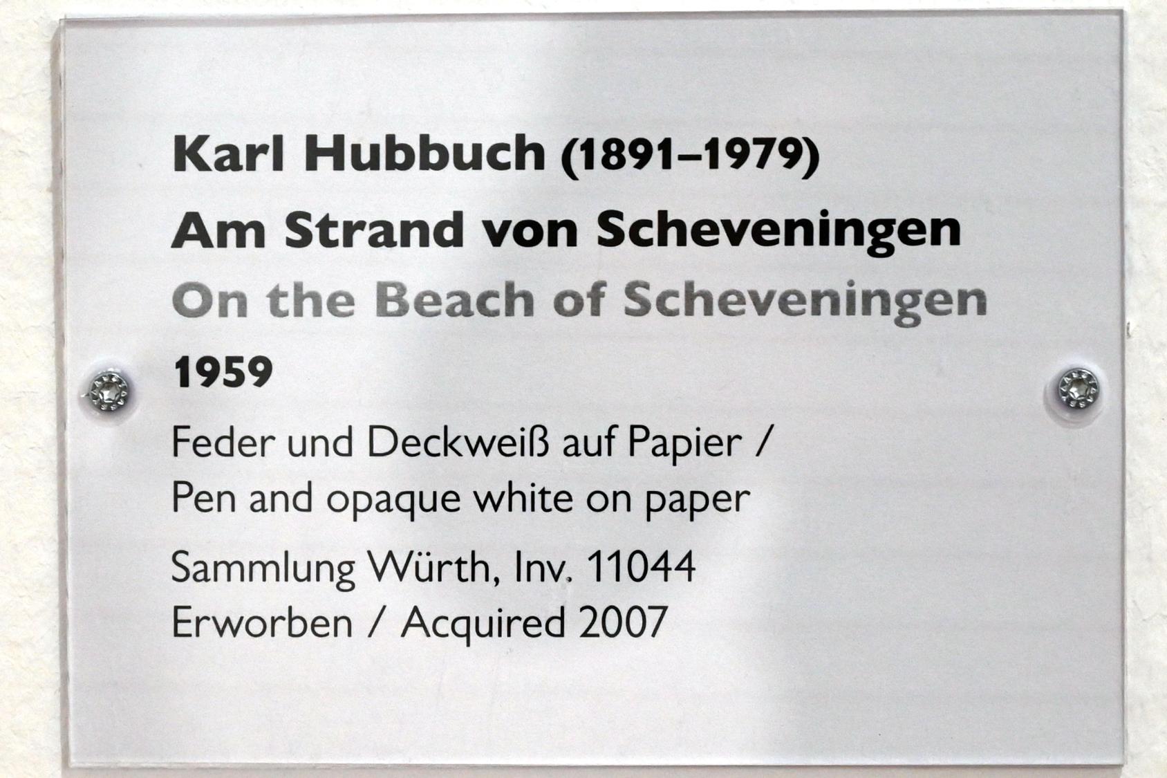 Karl Hubbuch (1929–1959), Am Strand von Scheveningen, Schwäbisch Hall, Kunsthalle Würth, Ausstellung "Sport, Spaß und Spiel" vom 13.12.2021 - 26.02.2023, Obergeschoß, 1959, Bild 2/2