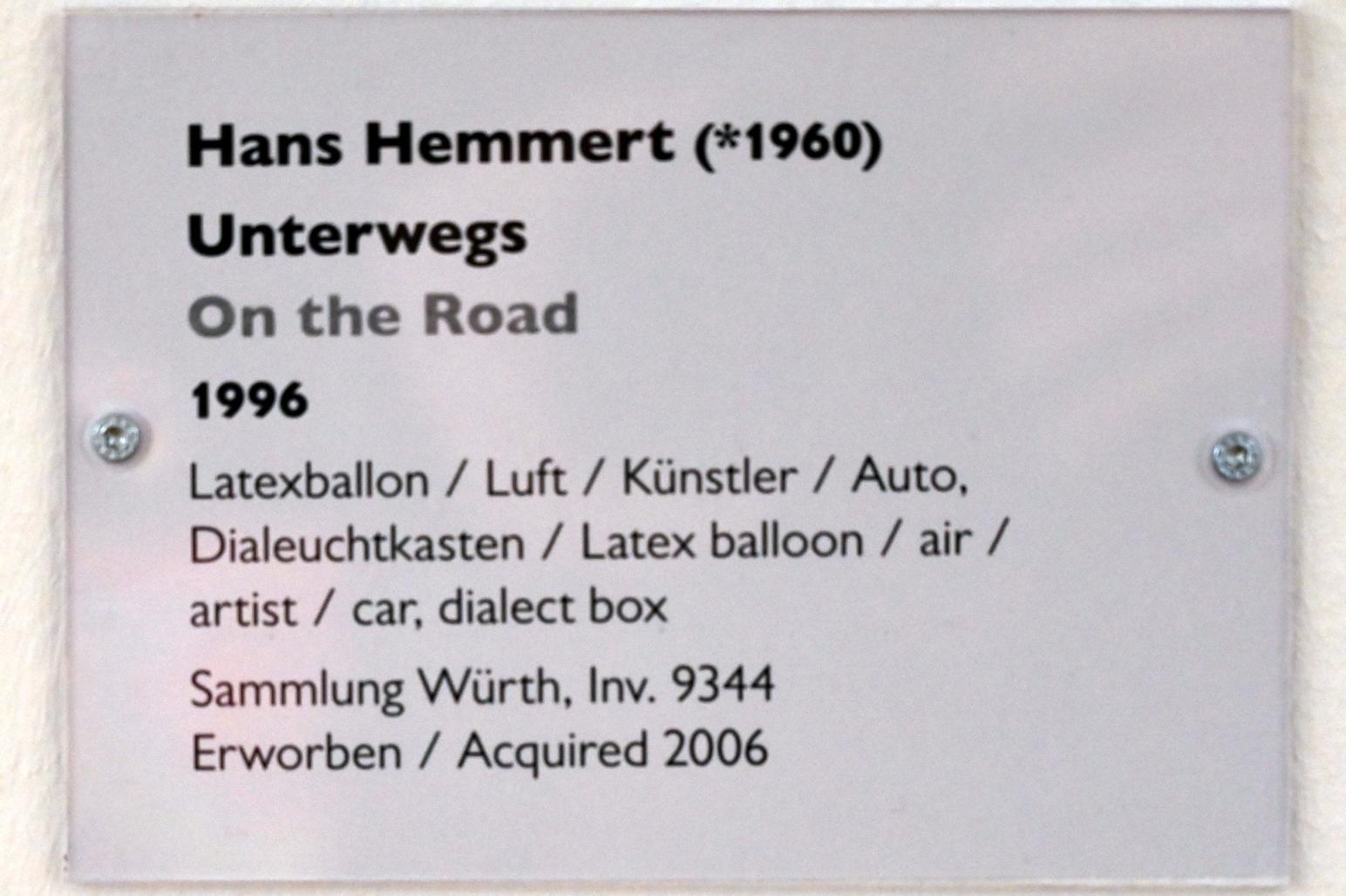 Hans Hemmert (1996–2022), Unterwegs, Schwäbisch Hall, Kunsthalle Würth, Ausstellung "Sport, Spaß und Spiel" vom 13.12.2021 - 26.02.2023, Obergeschoß, 1996, Bild 2/2