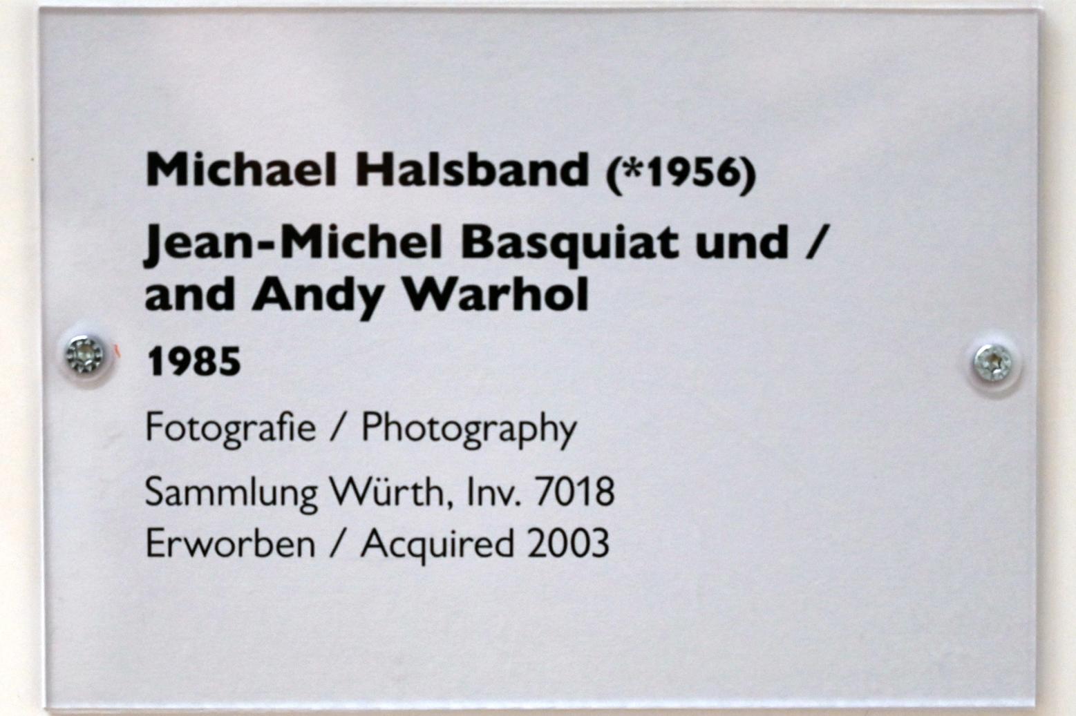 Michael Halsband (1985), Jean-Michel Basquiat und Andy Warhol, Schwäbisch Hall, Kunsthalle Würth, Ausstellung "Sport, Spaß und Spiel" vom 13.12.2021 - 26.02.2023, Obergeschoß, 1985, Bild 2/2