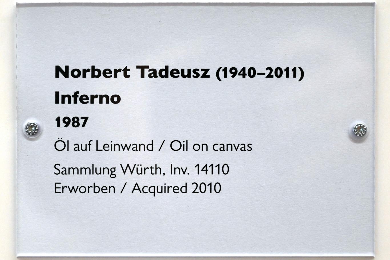 Norbert Tadeusz (1966–2004), Inferno, Schwäbisch Hall, Kunsthalle Würth, Ausstellung "Sport, Spaß und Spiel" vom 13.12.2021 - 26.02.2023, Obergeschoß, 1987, Bild 2/2
