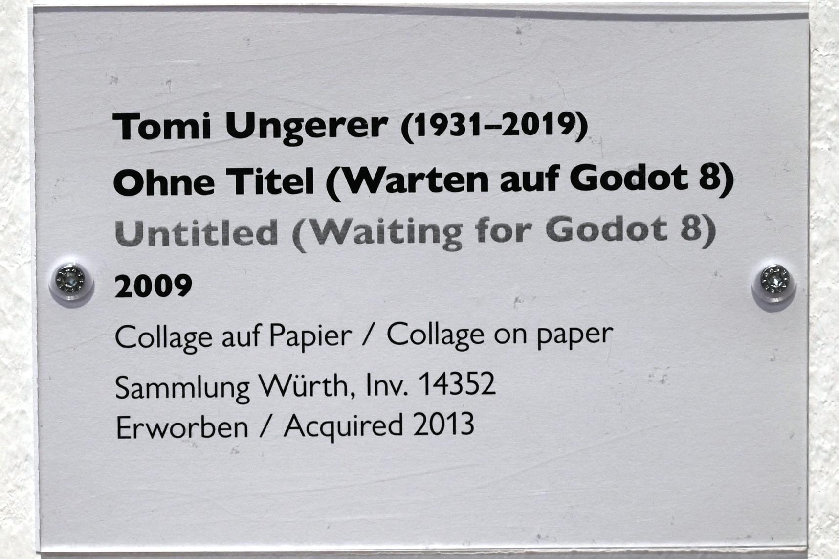 Tomi Ungerer (1963–2010), Ohne Titel (Warten auf Godot 8), Schwäbisch Hall, Kunsthalle Würth, Ausstellung "Sport, Spaß und Spiel" vom 13.12.2021 - 26.02.2023, Obergeschoß, 2009, Bild 2/2
