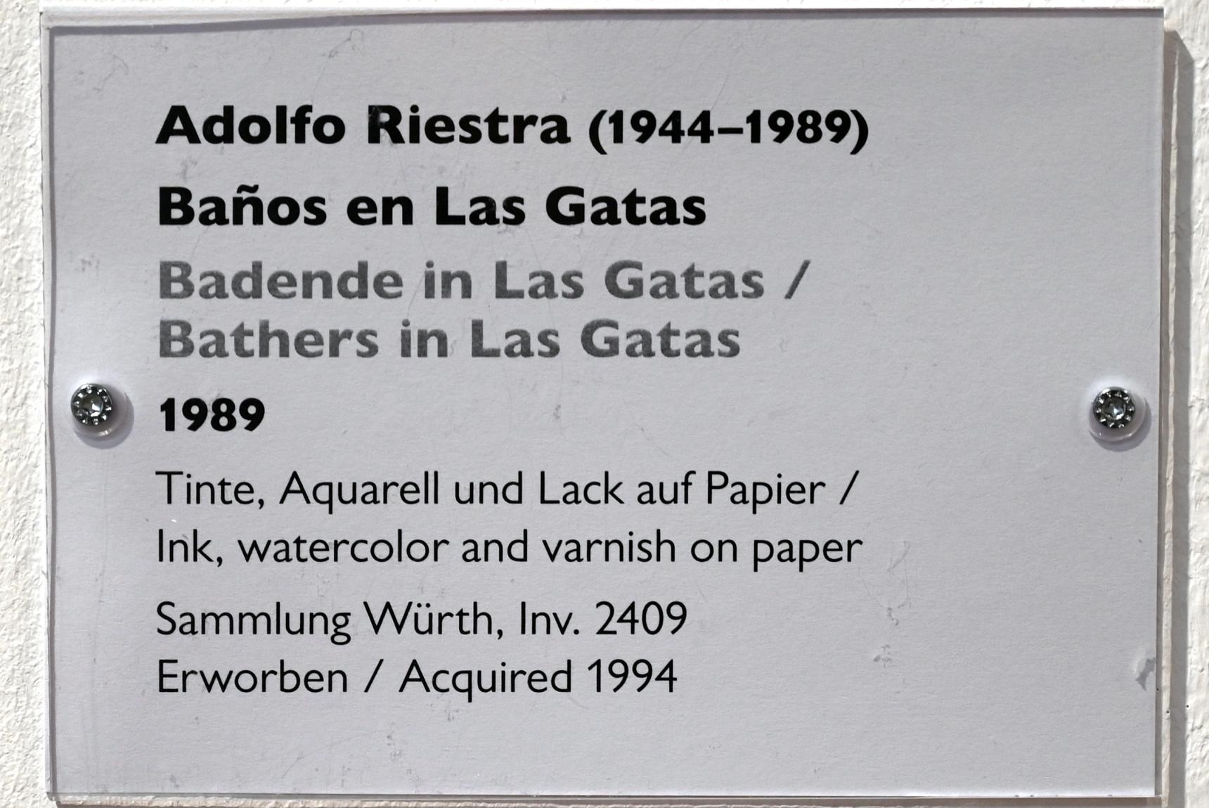Adolfo Riestra (1985–1989), Badende in Las Gatas, Schwäbisch Hall, Kunsthalle Würth, Ausstellung "Sport, Spaß und Spiel" vom 13.12.2021 - 26.02.2023, Obergeschoß, 1989, Bild 2/2