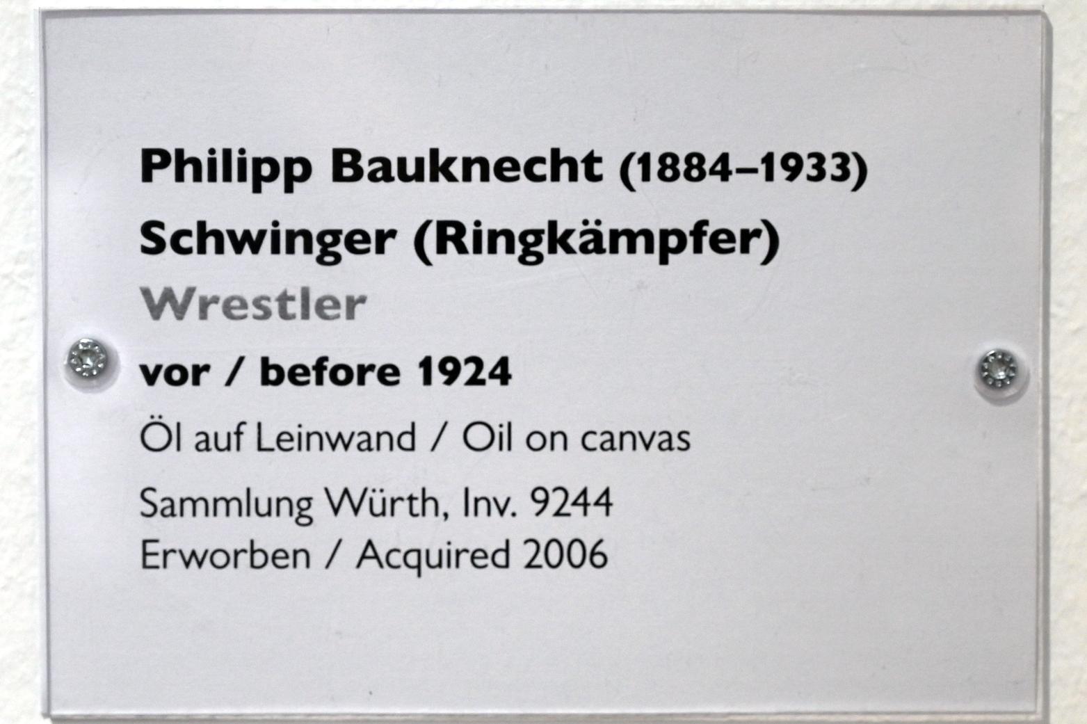 Philipp Bauknecht (1910–1930), Schwinger (Ringkämpfer), Schwäbisch Hall, Kunsthalle Würth, Ausstellung "Sport, Spaß und Spiel" vom 13.12.2021 - 26.02.2023, Obergeschoß, vor 1924, Bild 2/2