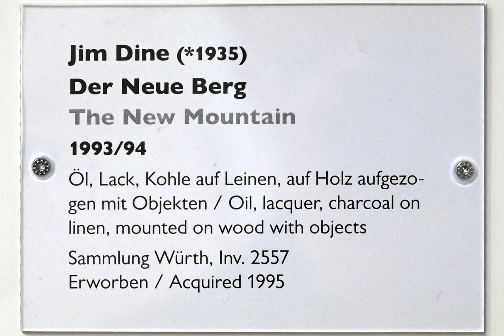 Jim Dine (1962–1993), Der Neue Berg, Schwäbisch Hall, Kunsthalle Würth, Ausstellung "Sport, Spaß und Spiel" vom 13.12.2021 - 26.02.2023, Obergeschoß, 1993–1994, Bild 2/2