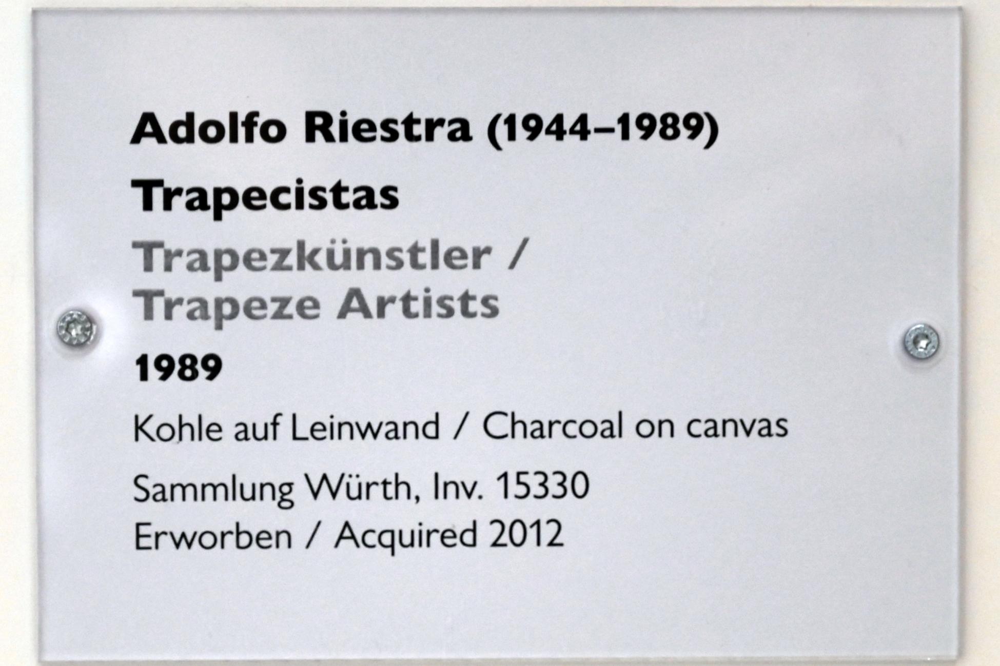 Adolfo Riestra (1985–1989), Trapezkünstler, Schwäbisch Hall, Kunsthalle Würth, Ausstellung "Sport, Spaß und Spiel" vom 13.12.2021 - 26.02.2023, Untergeschoß, 1989, Bild 2/2