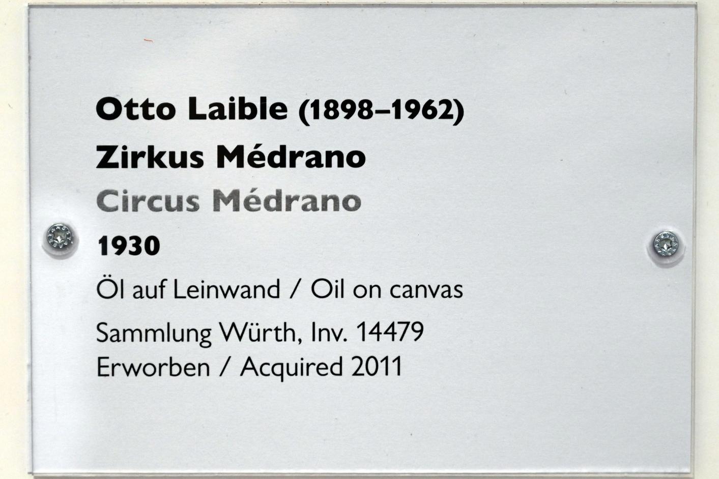 Otto Laible (1930), Zirkus Médrano, Schwäbisch Hall, Kunsthalle Würth, Ausstellung "Sport, Spaß und Spiel" vom 13.12.2021 - 26.02.2023, Untergeschoß, 1930, Bild 2/2
