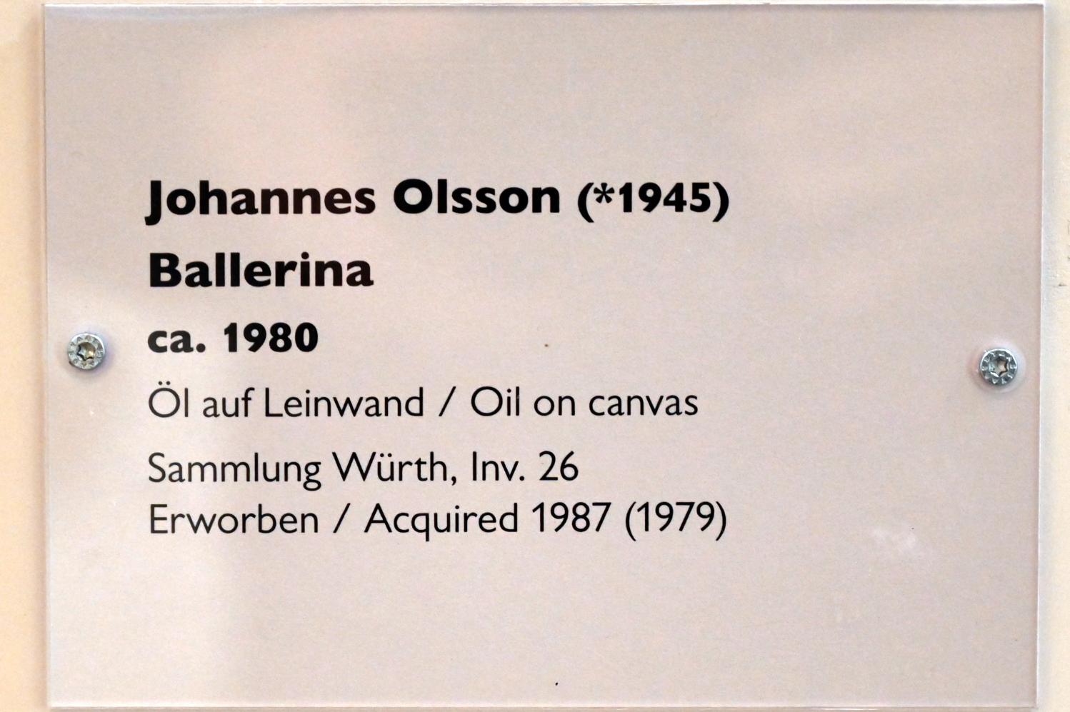 Johannes Olsson (1980), Ballerina, Schwäbisch Hall, Kunsthalle Würth, Ausstellung "Sport, Spaß und Spiel" vom 13.12.2021 - 26.02.2023, Untergeschoß, um 1980, Bild 2/2