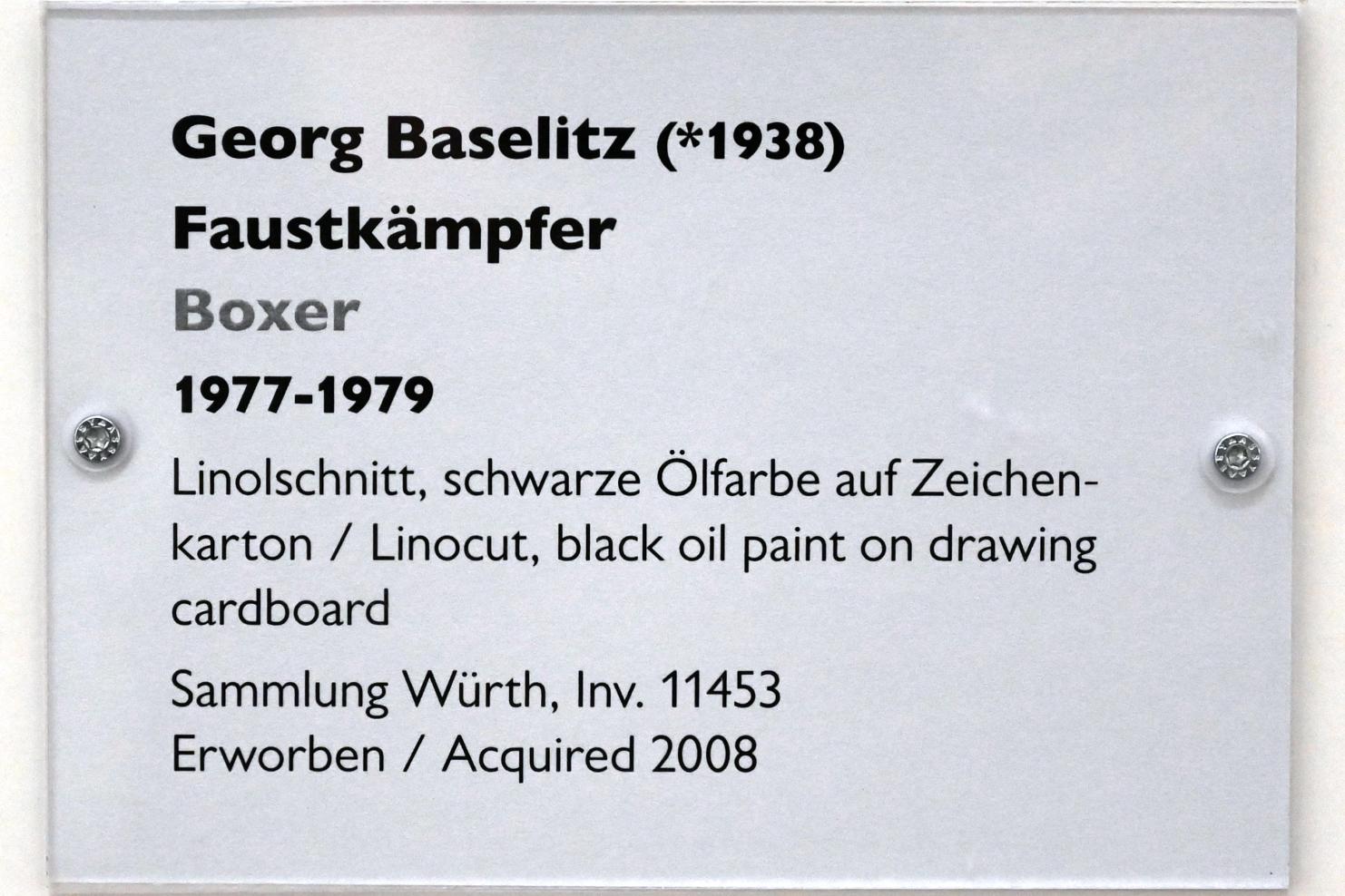 Georg Baselitz (1962–2019), Faustkämpfer, Schwäbisch Hall, Kunsthalle Würth, Ausstellung "Sport, Spaß und Spiel" vom 13.12.2021 - 26.02.2023, Untergeschoß, 1977–1979, Bild 2/2