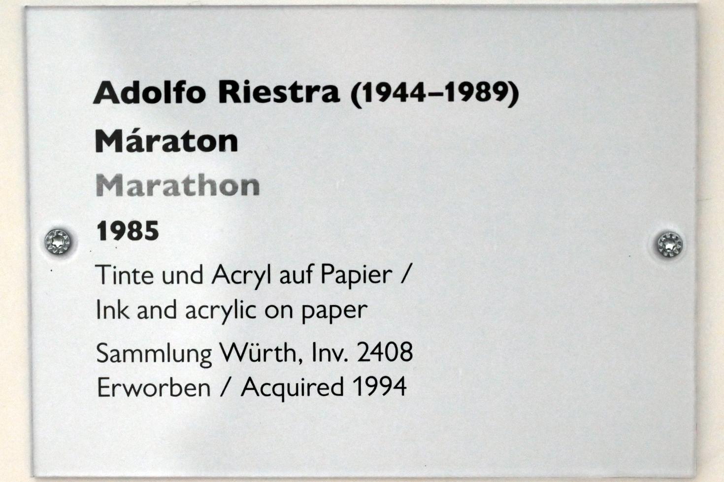 Adolfo Riestra (1985–1989), Marathon, Schwäbisch Hall, Kunsthalle Würth, Ausstellung "Sport, Spaß und Spiel" vom 13.12.2021 - 26.02.2023, Untergeschoß, 1985, Bild 2/2