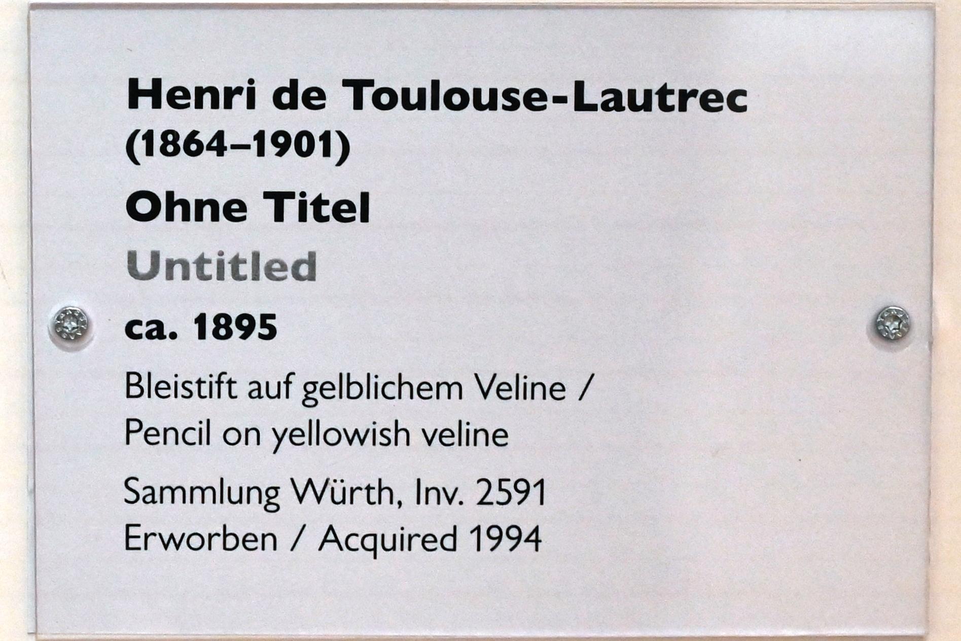 Henri de Toulouse-Lautrec (1880–1897), Ohne Titel, Schwäbisch Hall, Kunsthalle Würth, Ausstellung "Sport, Spaß und Spiel" vom 13.12.2021 - 26.02.2023, Untergeschoß, um 1895, Bild 2/2