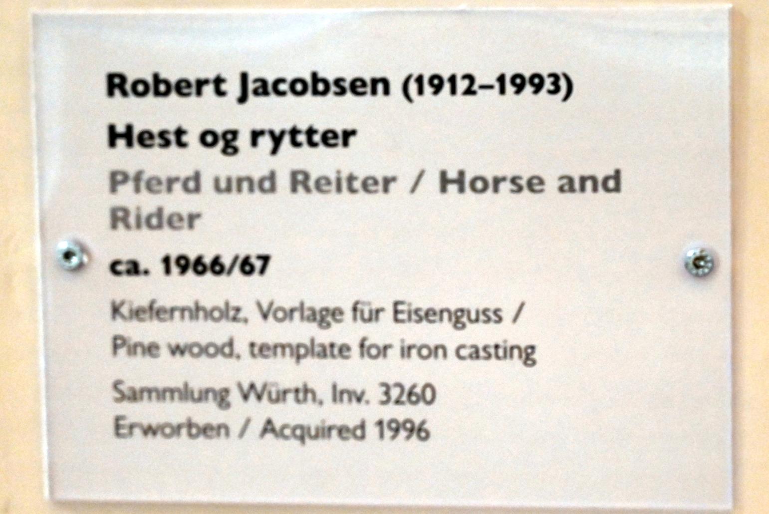 Robert Jacobsen (1949–1990), Pferd und Reiter, Schwäbisch Hall, Kunsthalle Würth, Ausstellung "Sport, Spaß und Spiel" vom 13.12.2021 - 26.02.2023, Untergeschoß, um 1966–1967, Bild 2/2