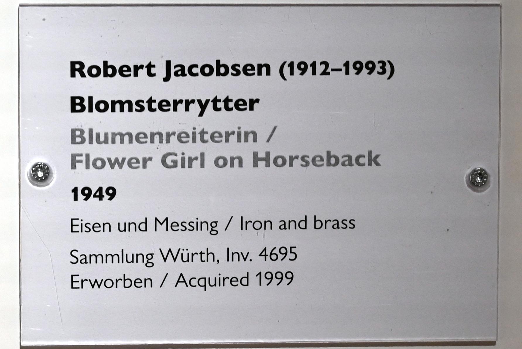 Robert Jacobsen (1949–1990), Blumenreiterin, Schwäbisch Hall, Kunsthalle Würth, Ausstellung "Sport, Spaß und Spiel" vom 13.12.2021 - 26.02.2023, Untergeschoß, 1949, Bild 2/2