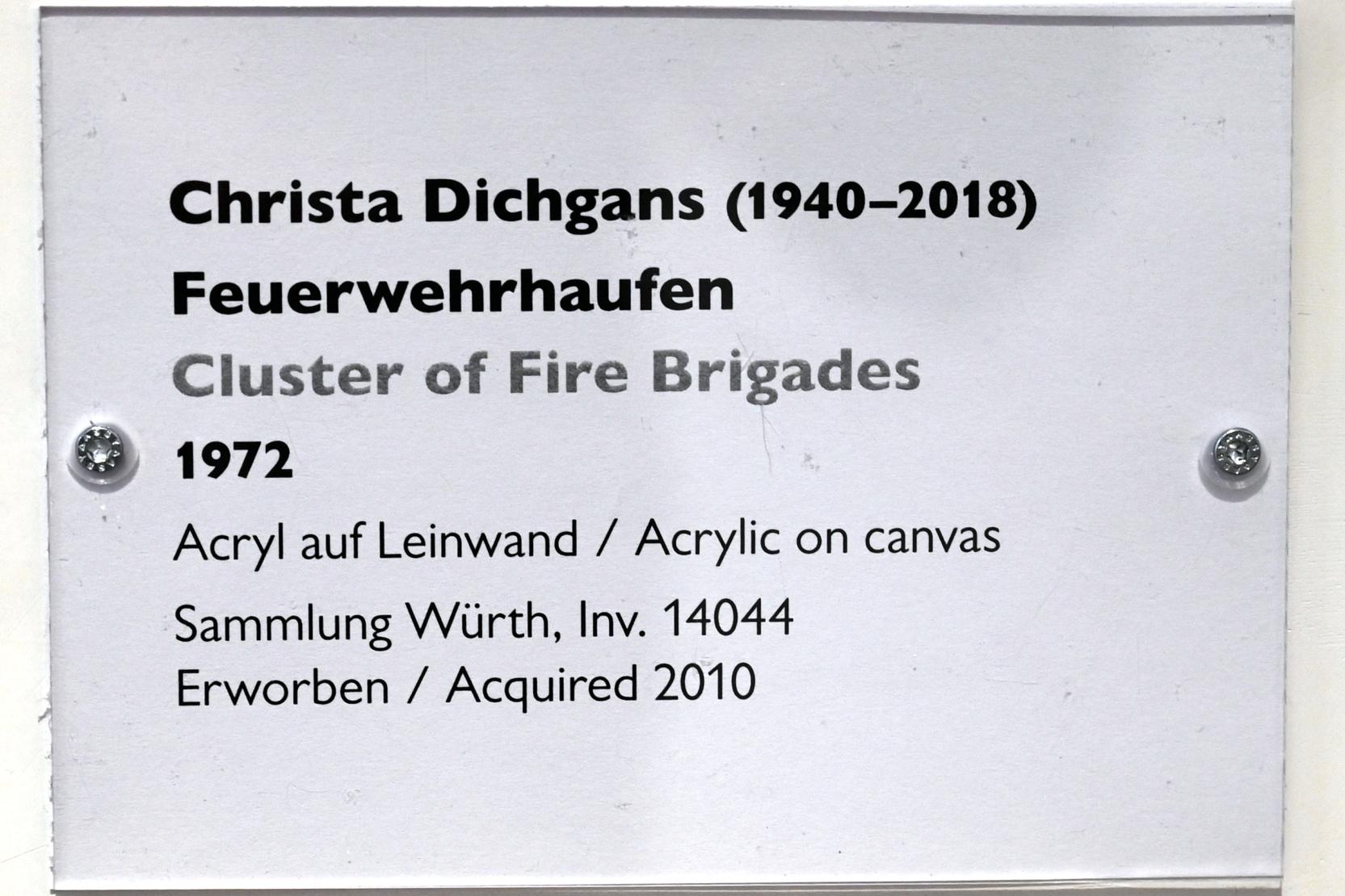 Christa Dichgans (1972), Feuerwehrhaufen, Schwäbisch Hall, Kunsthalle Würth, Ausstellung "Sport, Spaß und Spiel" vom 13.12.2021 - 26.02.2023, Untergeschoß, 1972, Bild 2/2