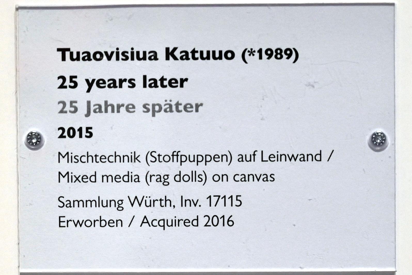 Tuaovisiua Katuuo (2015), 25 Jahre später, Schwäbisch Hall, Kunsthalle Würth, Ausstellung "Sport, Spaß und Spiel" vom 13.12.2021 - 26.02.2023, Untergeschoß, 2015, Bild 2/2