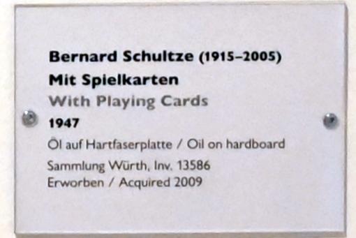 Bernard Schultze (1947–1996), Mit Spielkarten, Schwäbisch Hall, Kunsthalle Würth, Ausstellung "Sport, Spaß und Spiel" vom 13.12.2021 - 26.02.2023, Untergeschoß, 1947, Bild 2/2