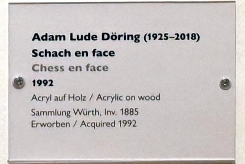 Lude Döring (Adam Lude Döring) (1992), Schach en face, Schwäbisch Hall, Kunsthalle Würth, Ausstellung "Sport, Spaß und Spiel" vom 13.12.2021 - 26.02.2023, Untergeschoß, 1992, Bild 2/2