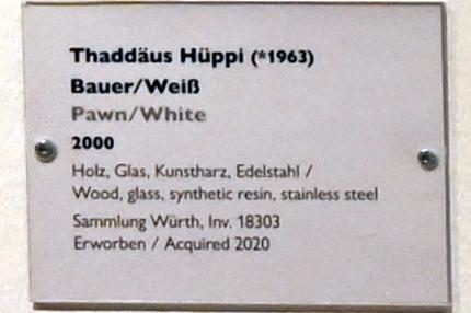 Thaddäus Hüppi (1999–2000), Bauer/Weiß, Schwäbisch Hall, Kunsthalle Würth, Ausstellung "Sport, Spaß und Spiel" vom 13.12.2021 - 26.02.2023, Untergeschoß, 2000, Bild 2/2