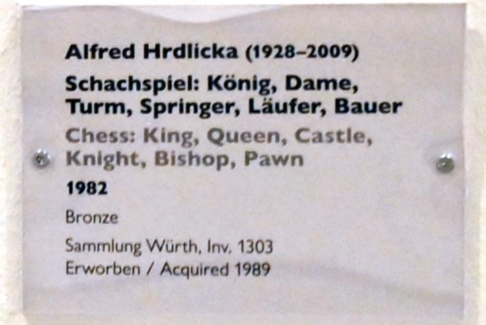 Alfred Hrdlicka (1957–1994), Schachspiel: König, Dame, Turm, Springer, Läufer, Bauer, Schwäbisch Hall, Kunsthalle Würth, Ausstellung "Sport, Spaß und Spiel" vom 13.12.2021 - 26.02.2023, Untergeschoß, 1982, Bild 2/2