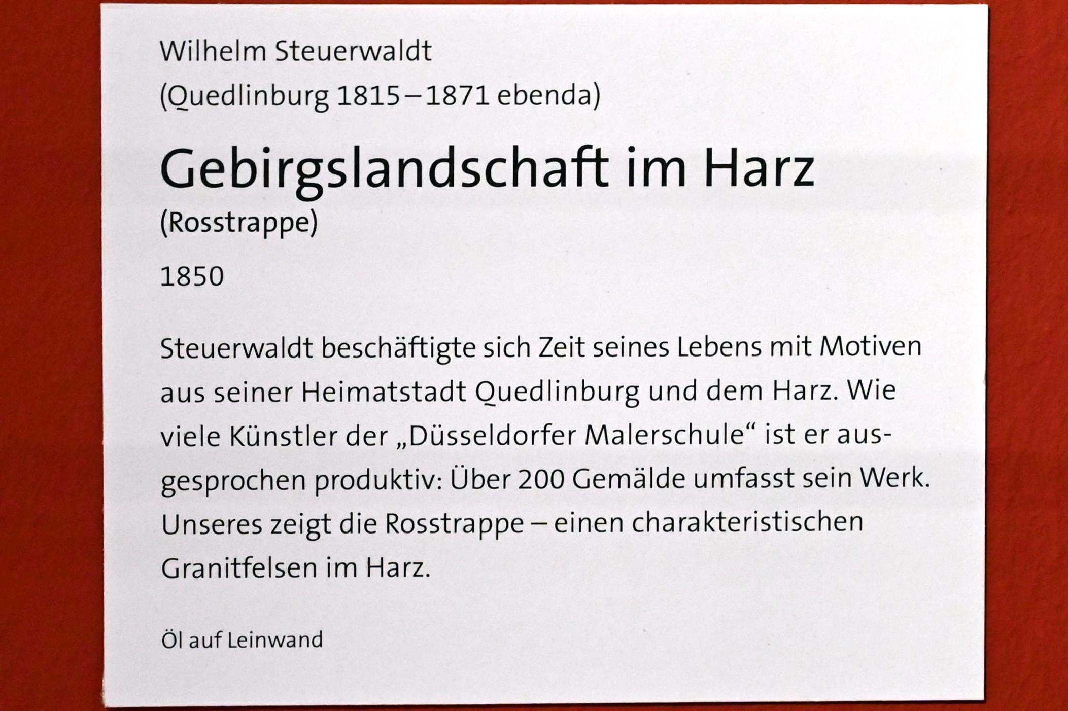 Wilhelm Steuerwaldt (1850), Gebirgslandschaft im Harz (Rosstrappe), Bonn, Rheinisches Landesmuseum, 1850, Bild 2/2