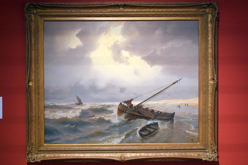 Andreas Achenbach (1835–1876): Fischerboote an der holländischen Küste (Strand bei Scheveningen), 1835
