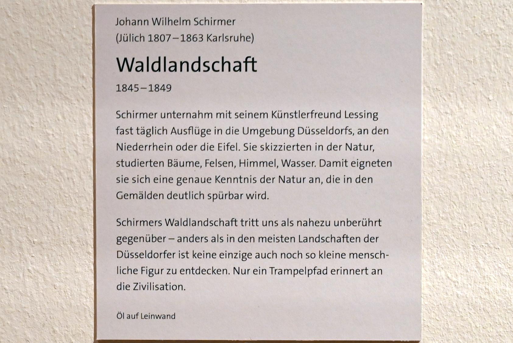 Johann Wilhelm Schirmer (1830–1860): Waldlandschaft, 1845–1849