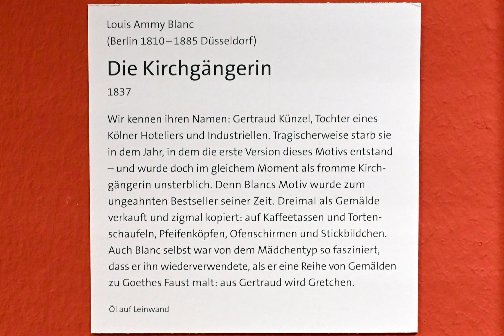 Louis Ammy Blanc (1836–1837), Die Kirchgängerin, Bonn, Rheinisches Landesmuseum, 1837, Bild 2/2