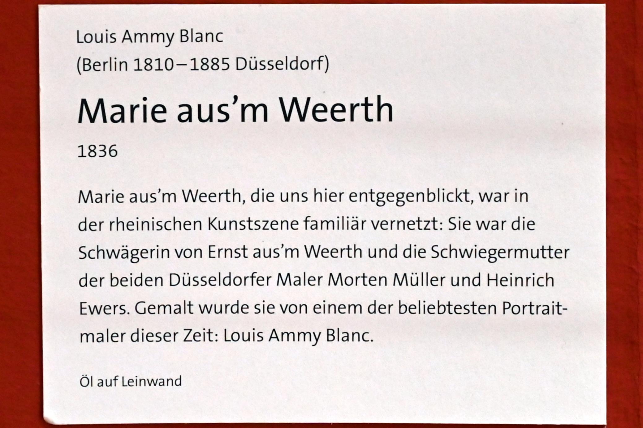 Louis Ammy Blanc (1836–1837), Marie aus'm Weerth, Bonn, Rheinisches Landesmuseum, 1836, Bild 2/2