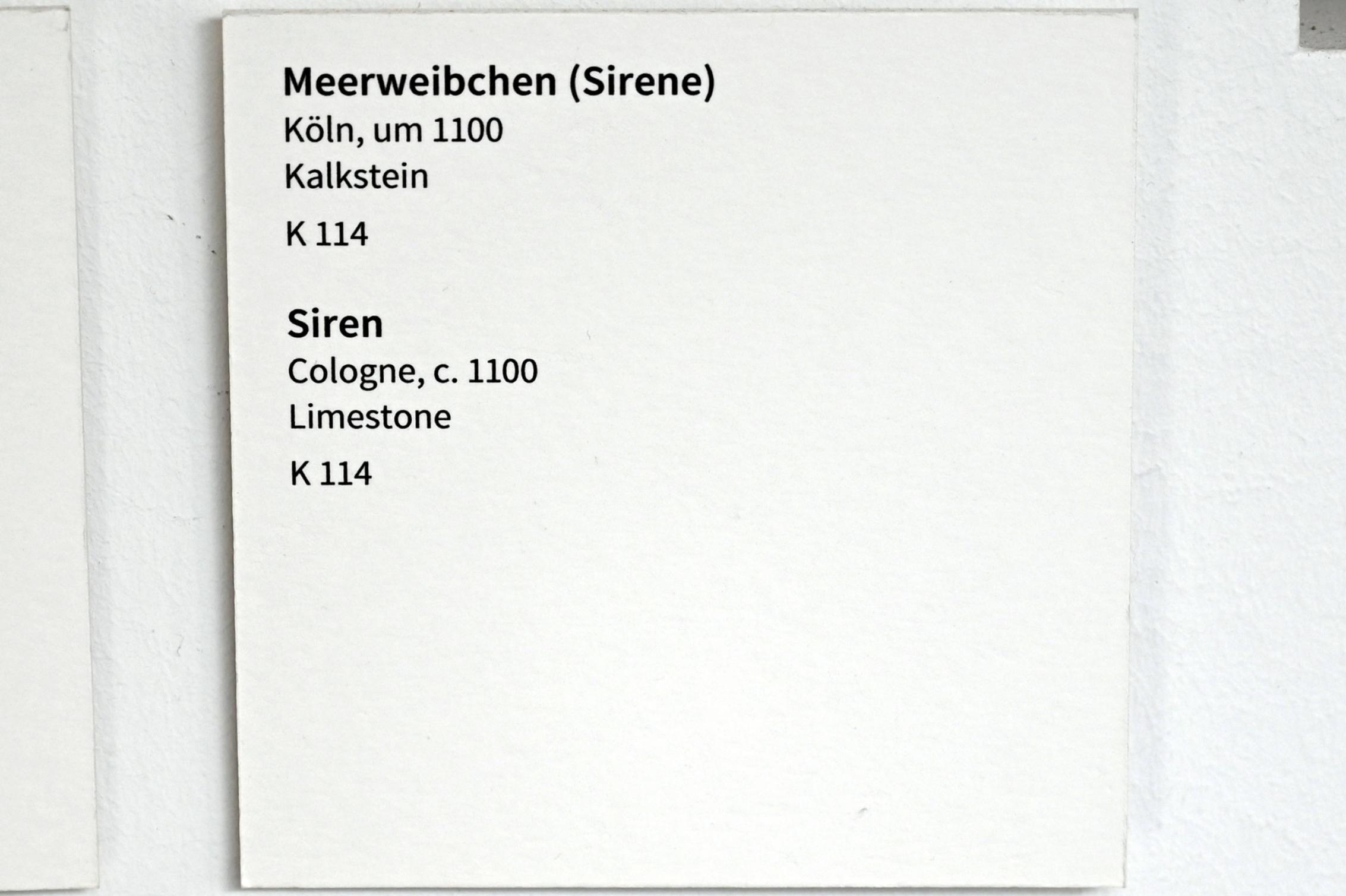Meerweibchen (Sirene), Köln, Museum Schnütgen, Saal 1, um 1100, Bild 2/2