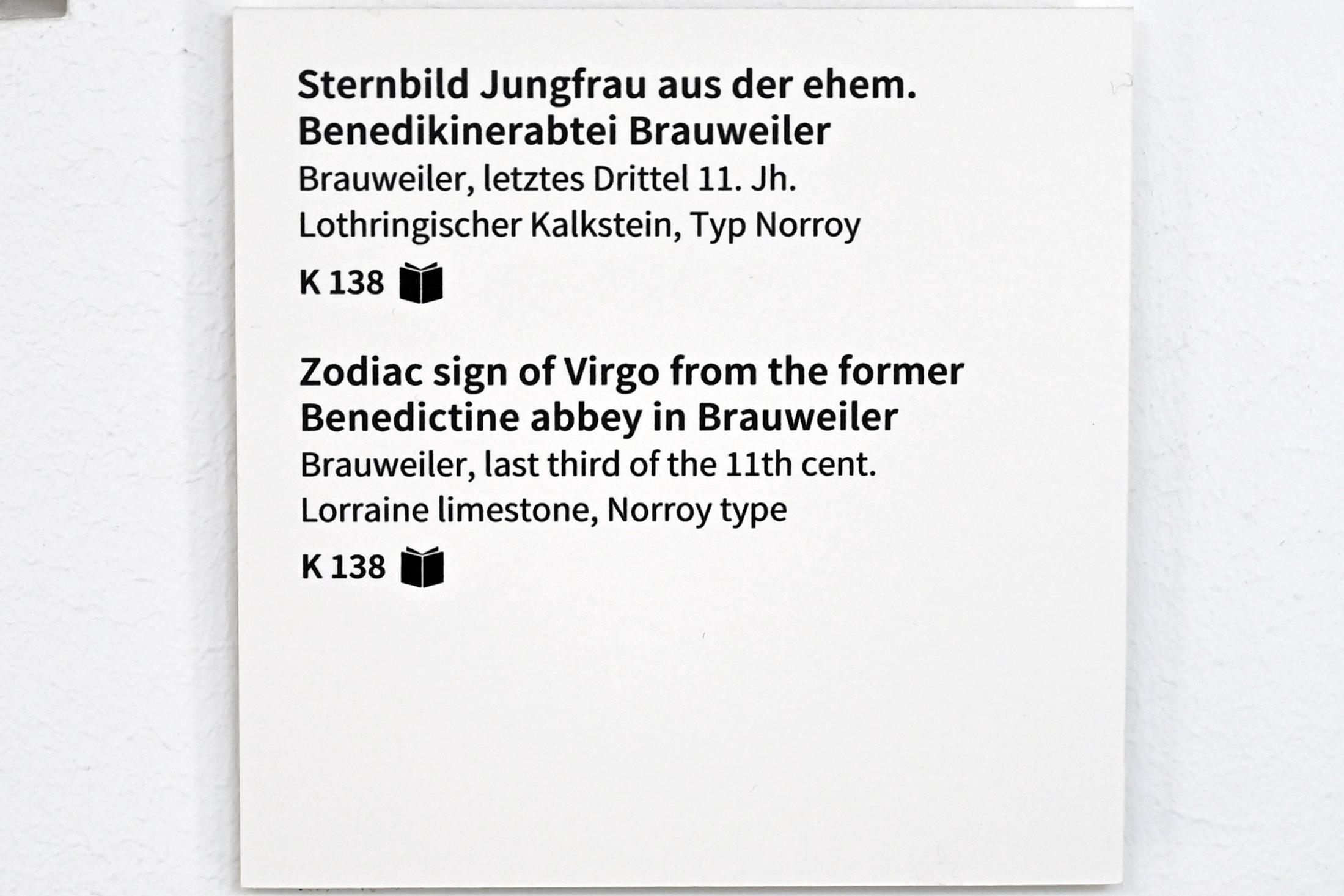 Sternbild Jungfrau, Brauweiler (Pulheim), ehem. Benediktinerkloster, jetzt Köln, Museum Schnütgen, Saal 1, Letztes Drittel 11. Jhd., Bild 2/2