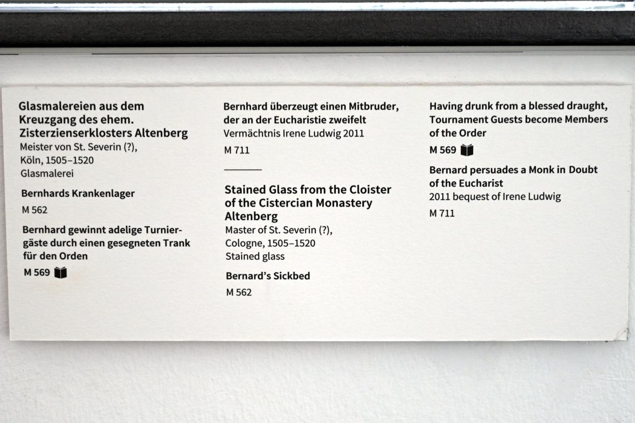 Meister von Sankt Severin (1488–1513), Bernhards Krankenlager, Altenberg (Bergisches Land), ehem. Zisterzienserkloster Altenberg, jetzt Köln, Museum Schnütgen, Saal 1, 1505–1520, Bild 2/2