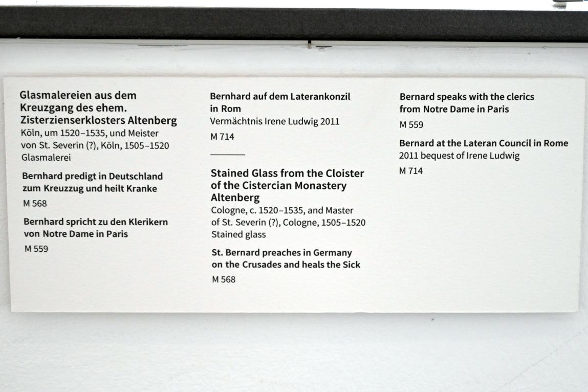 Bernhard spricht zu den Klerikern von Notre Dame in Paris, Altenberg (Bergisches Land), ehem. Zisterzienserkloster Altenberg, jetzt Köln, Museum Schnütgen, Saal 1, um 1520–1535, Bild 2/2