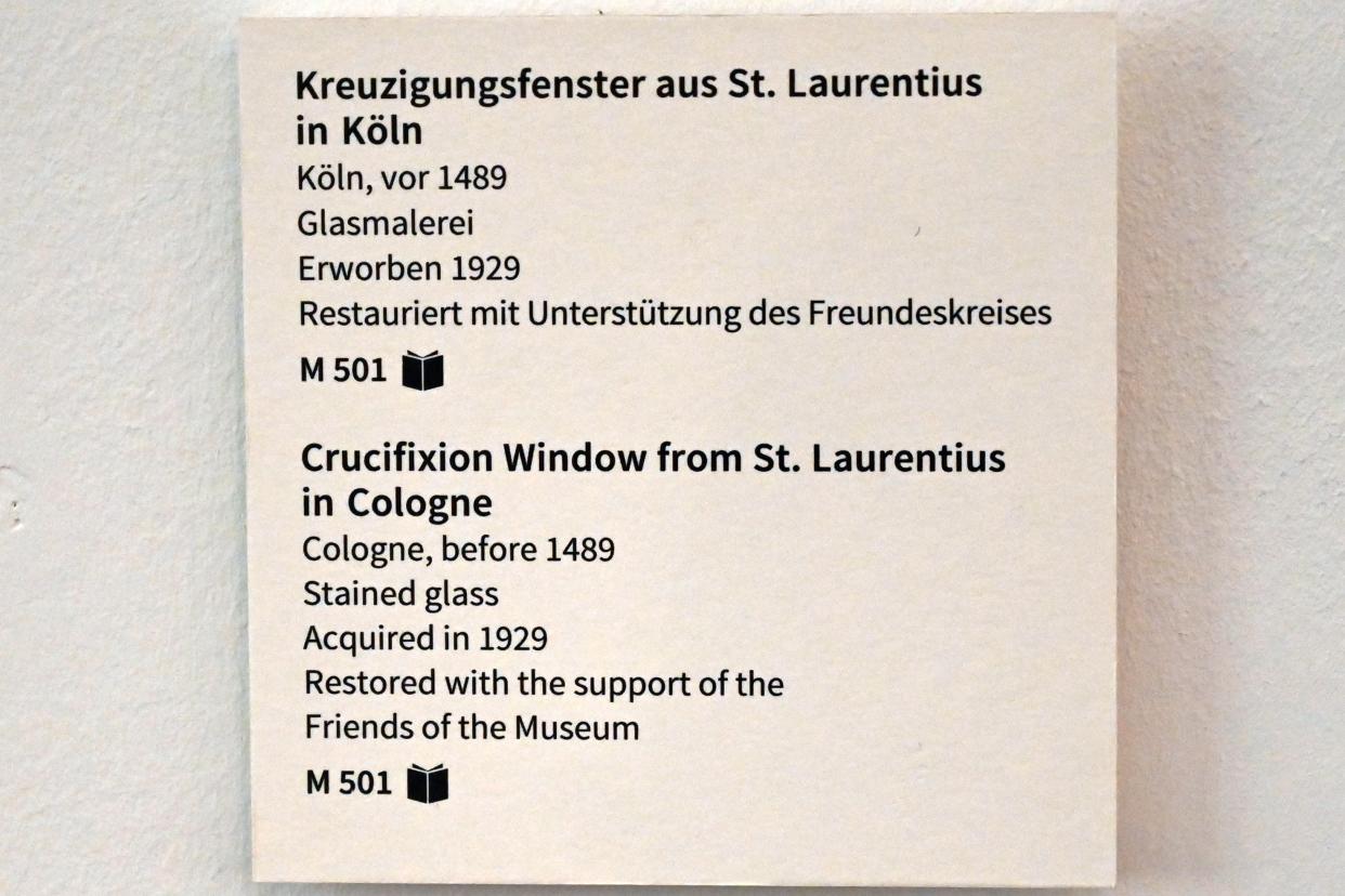 Kreuzigungsfenster, Köln-Innenstadt, ehem. Pfarrkirche St. Laurenz (abgerissen 1818), jetzt Köln, Museum Schnütgen, Saal 3, vor 1489, Bild 2/2