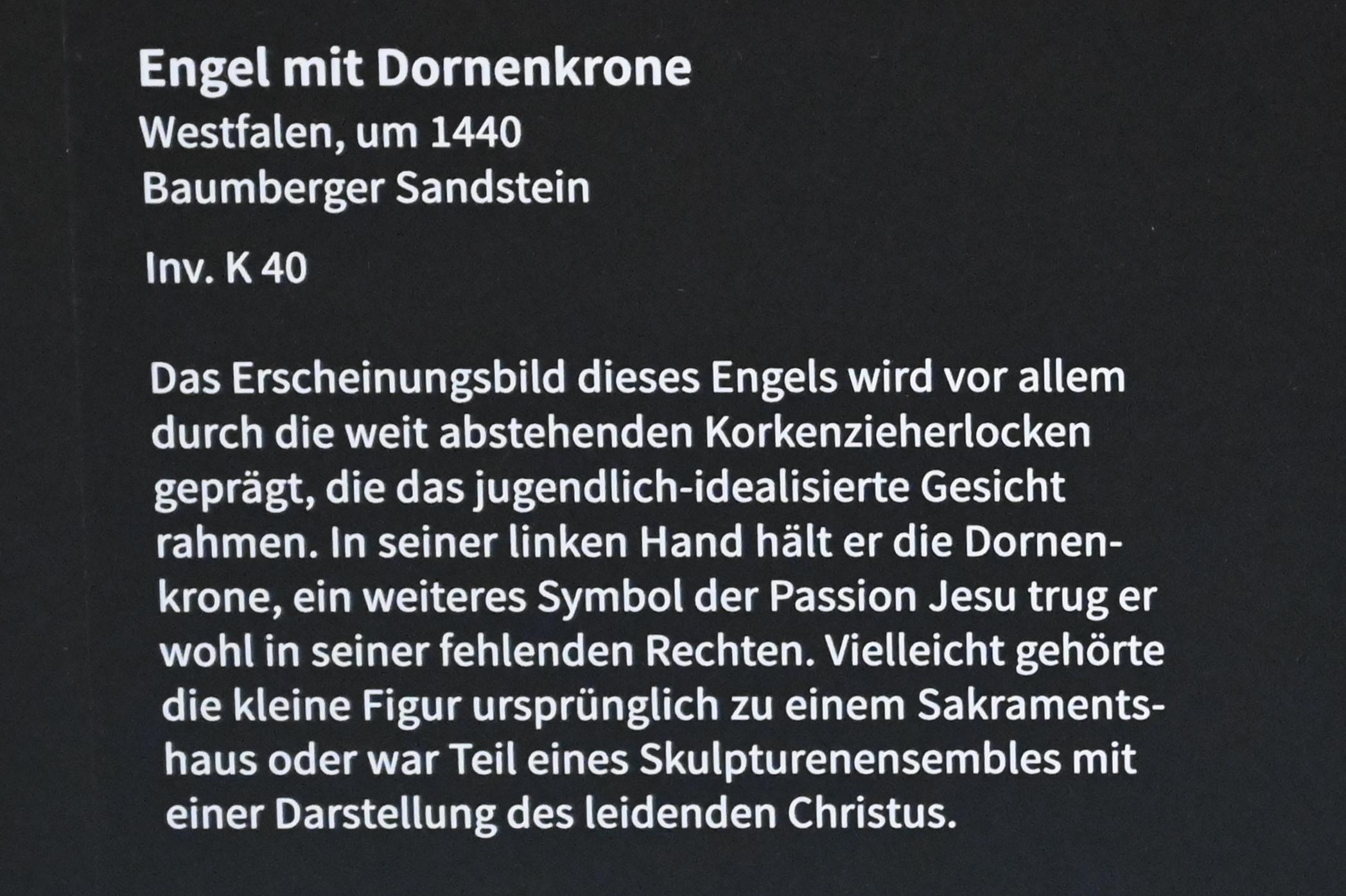Engel mit Dornenkrone, Köln, Museum Schnütgen, Saal 3, um 1440, Bild 3/3