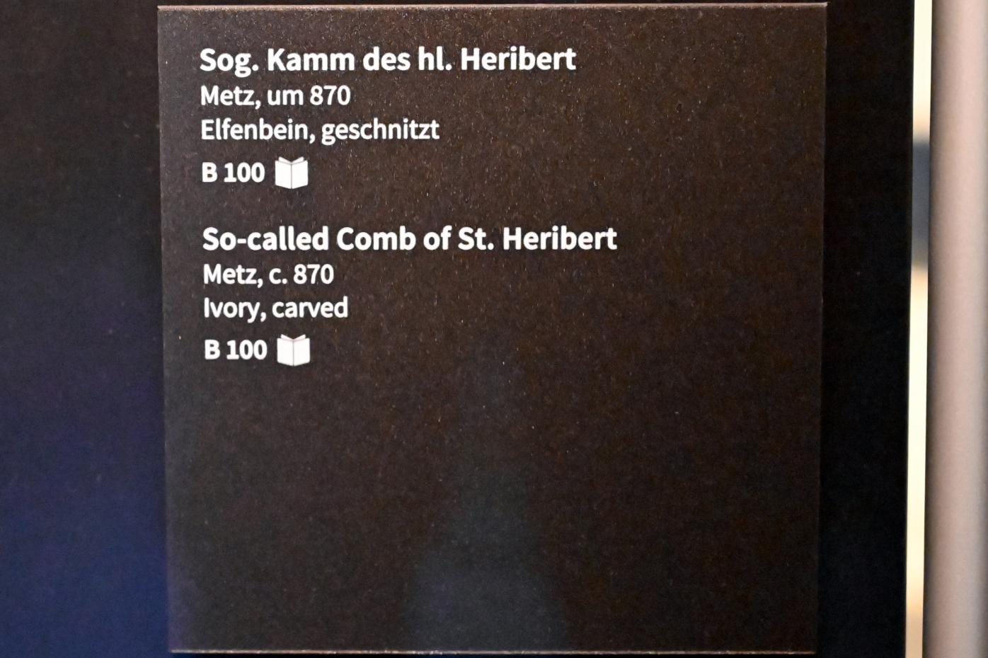 Sog. Kamm des hl. Heribert, Köln, Museum Schnütgen, Saal 4, um 870, Bild 3/3