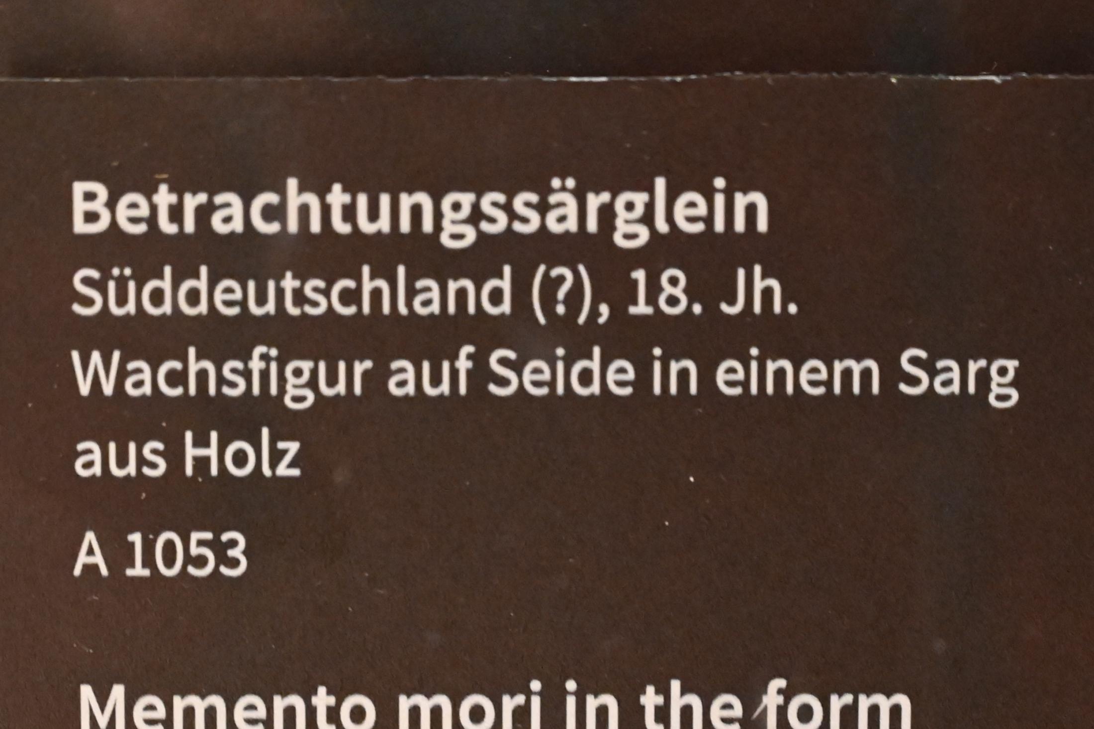 Betrachtungssärglein, Köln, Museum Schnütgen, Saal 5, 18. Jhd., Bild 2/2