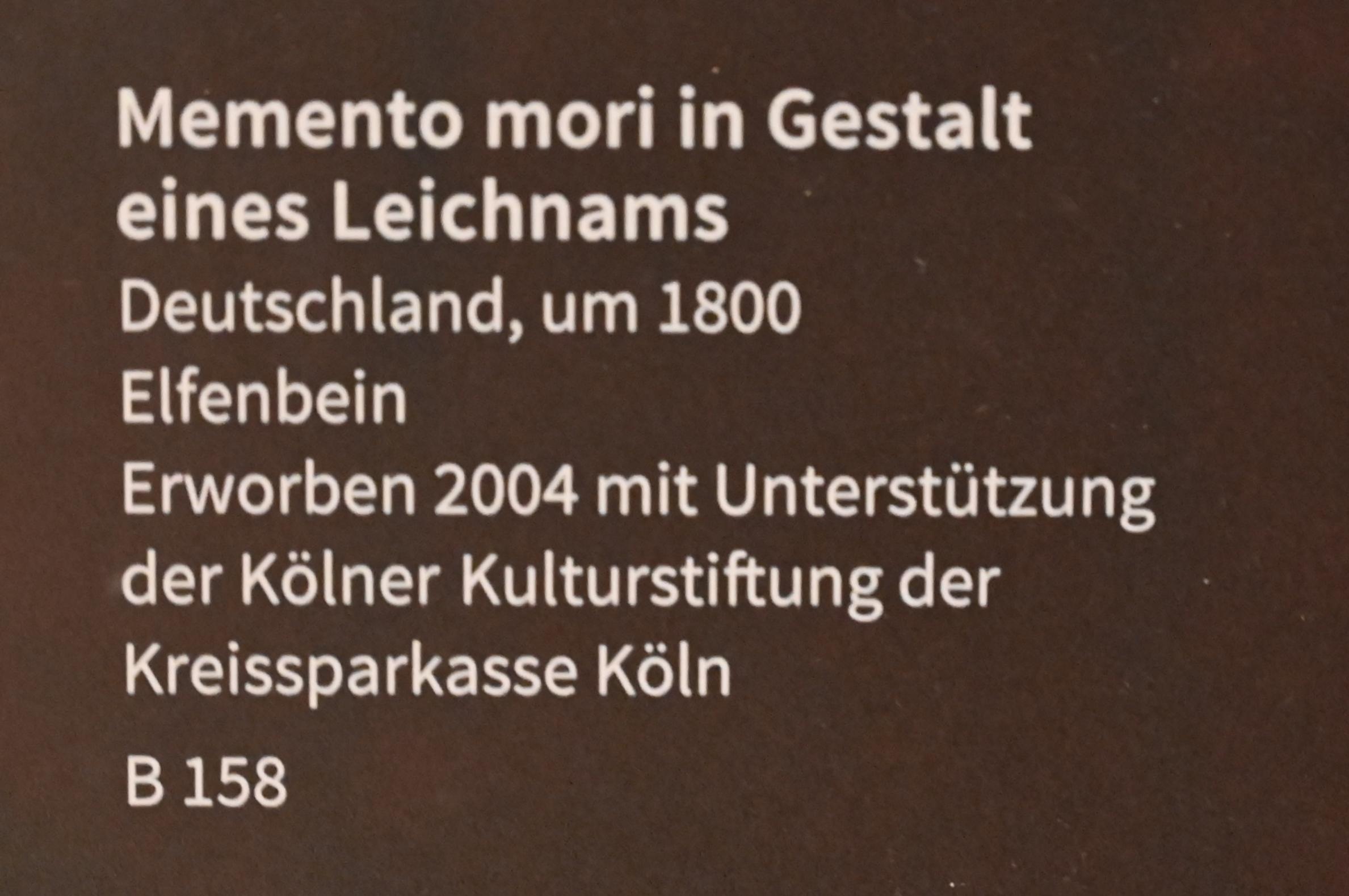 Memento mori in Gestalt eines Leichnams, Köln, Museum Schnütgen, Saal 5, um 1800, Bild 2/2
