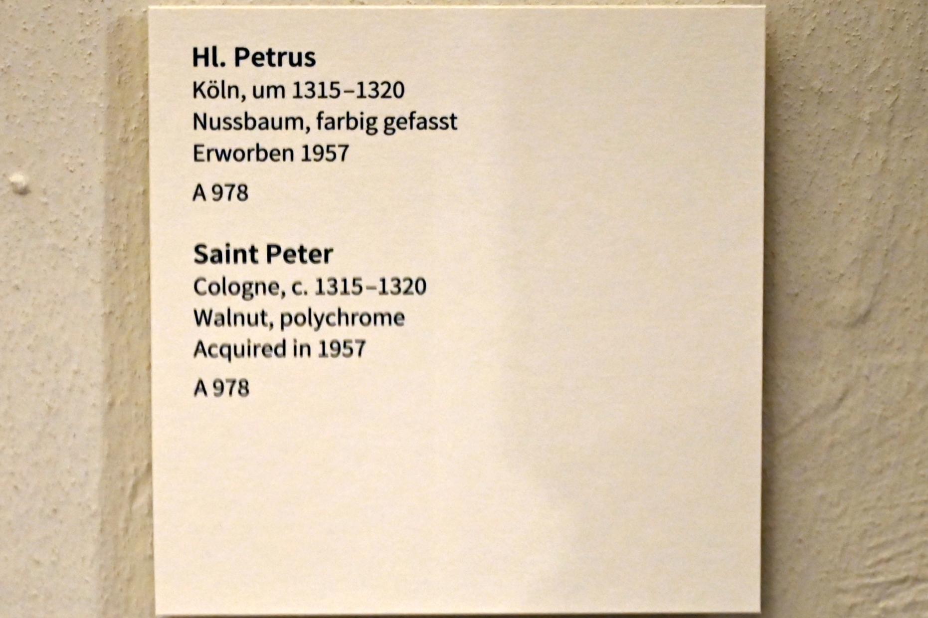 Hl. Petrus, Köln, Museum Schnütgen, Saal 7, um 1315–1320, Bild 2/2