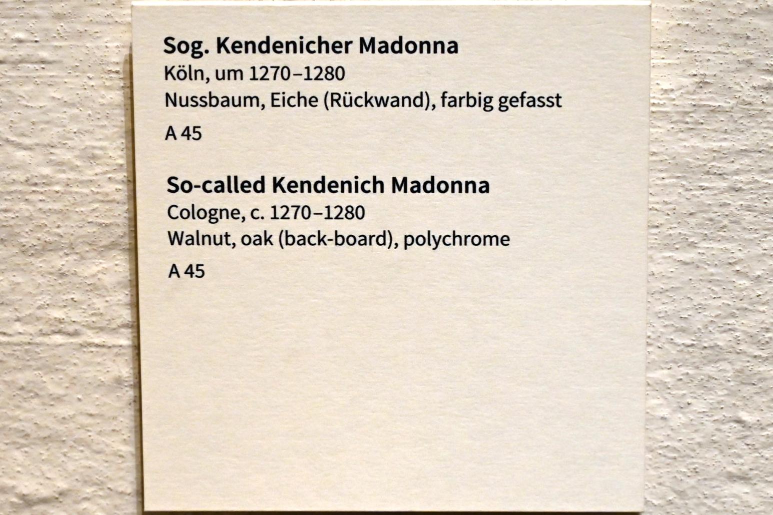 Sog. Kendenicher Madonna, Köln, Museum Schnütgen, Saal 7, um 1270–1280, Bild 3/3