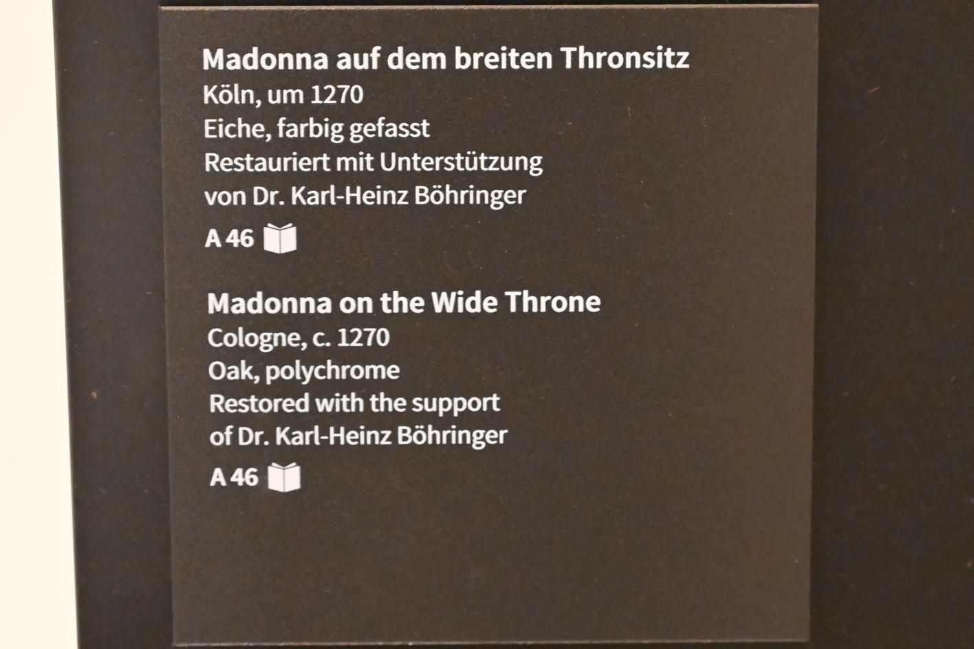 Madonna auf dem breiten Thronsitz, Köln, Museum Schnütgen, Saal 7, um 1270, Bild 4/4