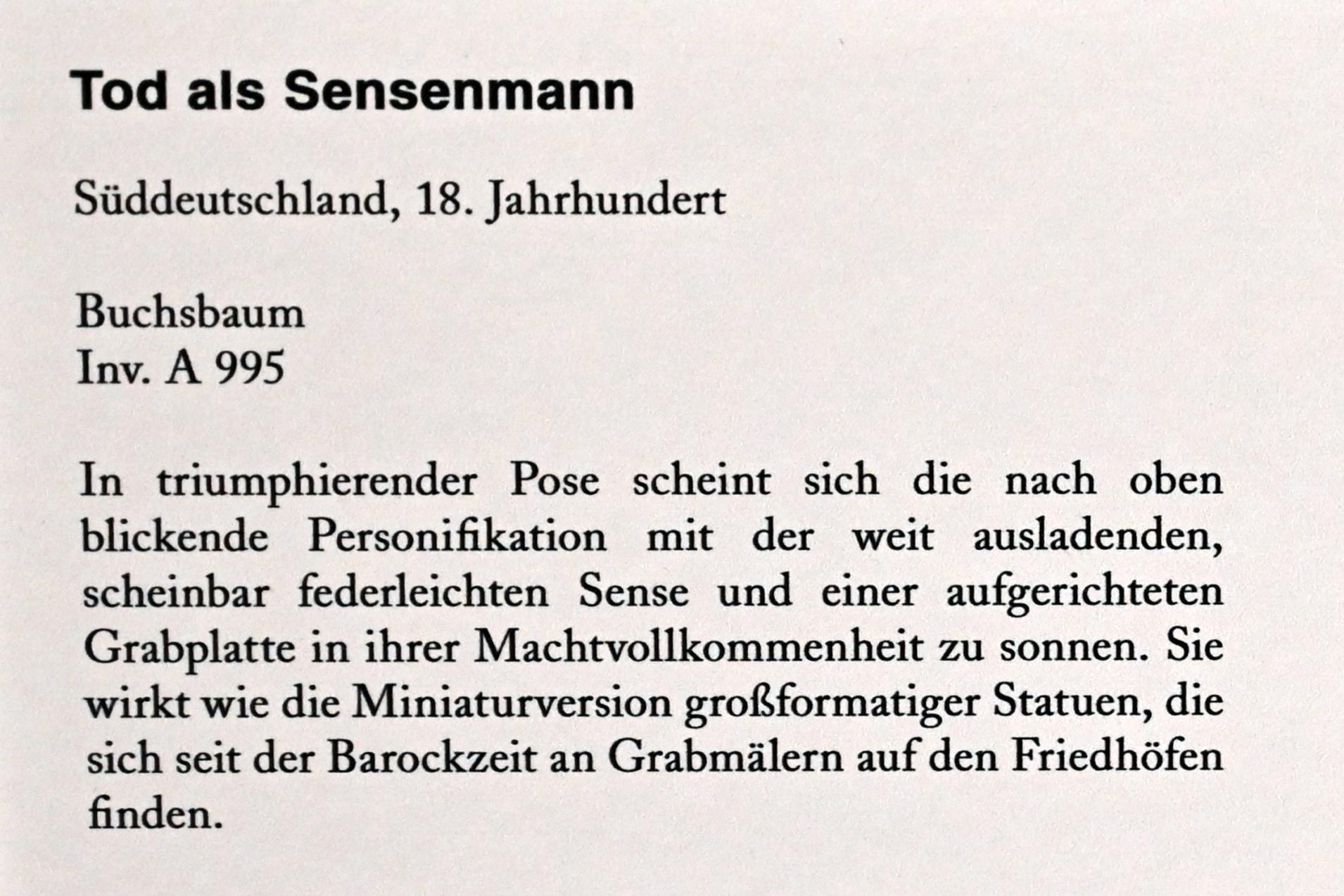 Tod als Sensenmann, Köln, Museum Schnütgen, Saal 8, 18. Jhd., Bild 2/2