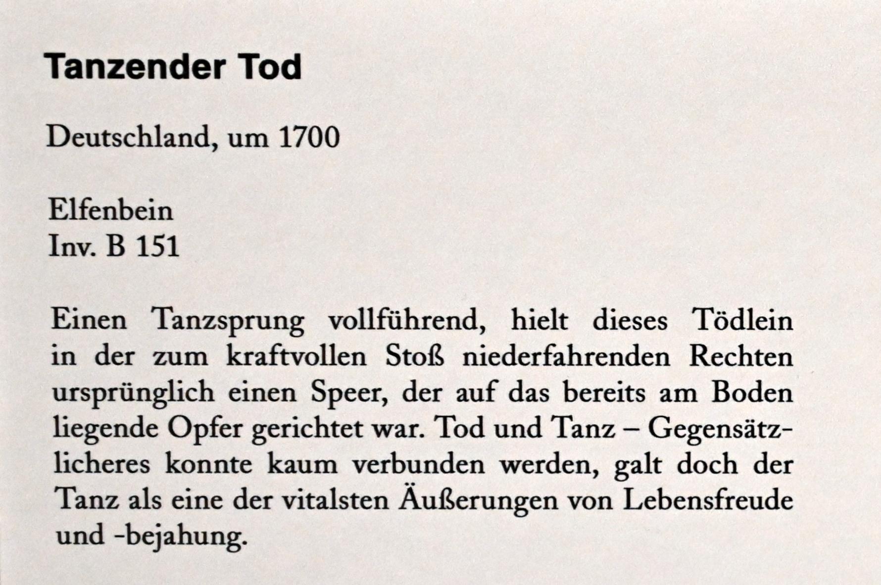 Tanzender Tod, Köln, Museum Schnütgen, Saal 8, um 1700, Bild 3/3