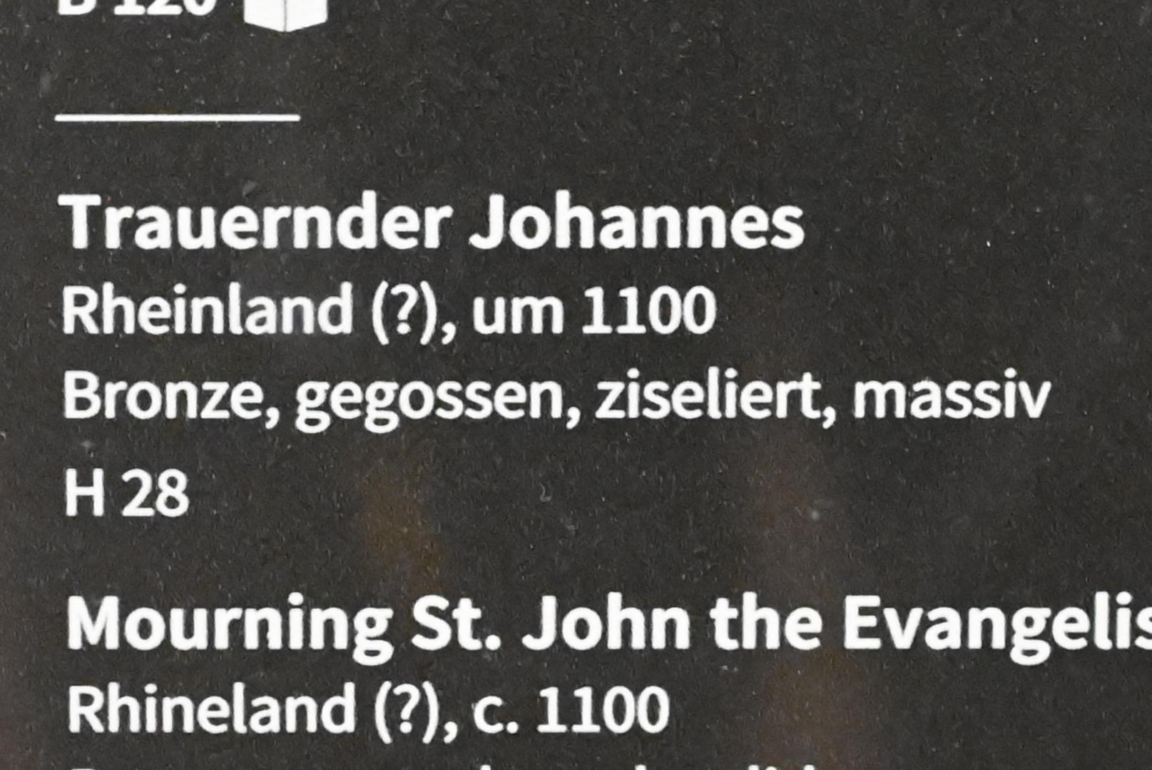 Trauernder Johannes, Köln, Museum Schnütgen, Saal 8, um 1100, Bild 2/2